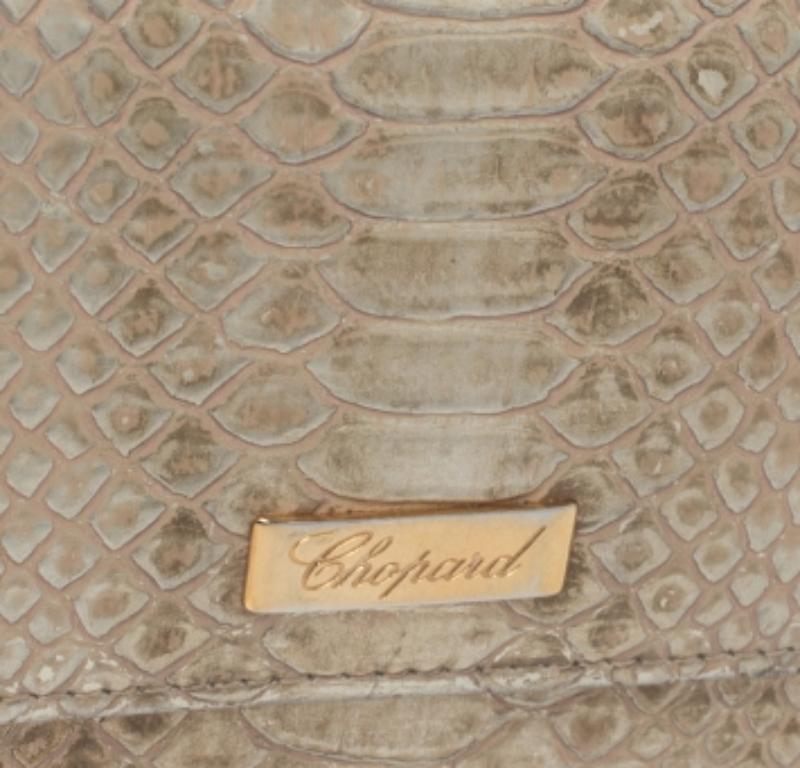 Chopard Metallic Gold Python Embossed Leather Continental Wallet For Sale 4