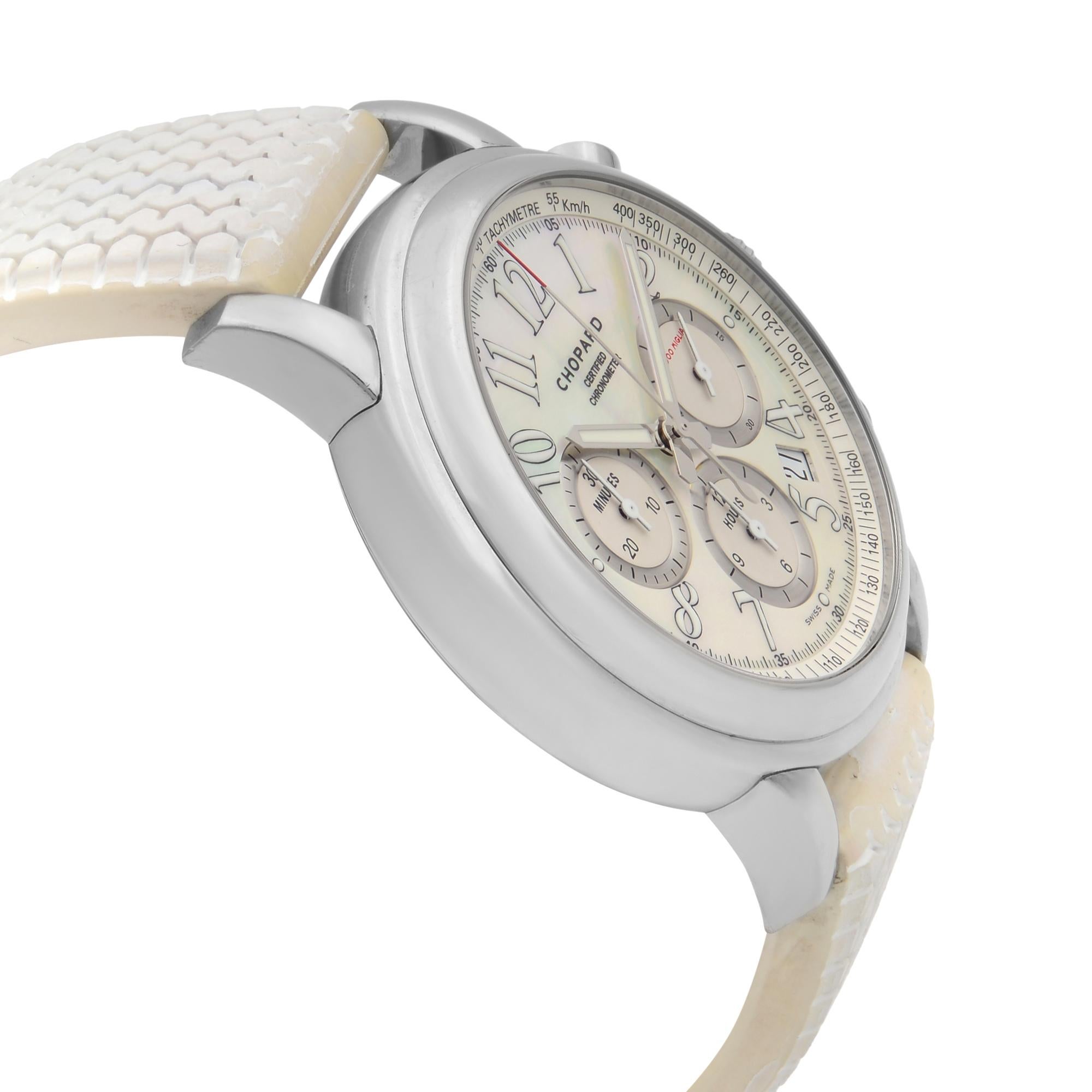 Modern Chopard Mille Miglia 1000 Steel Chronograph MOP Dial Ladies Watch 168511-3018