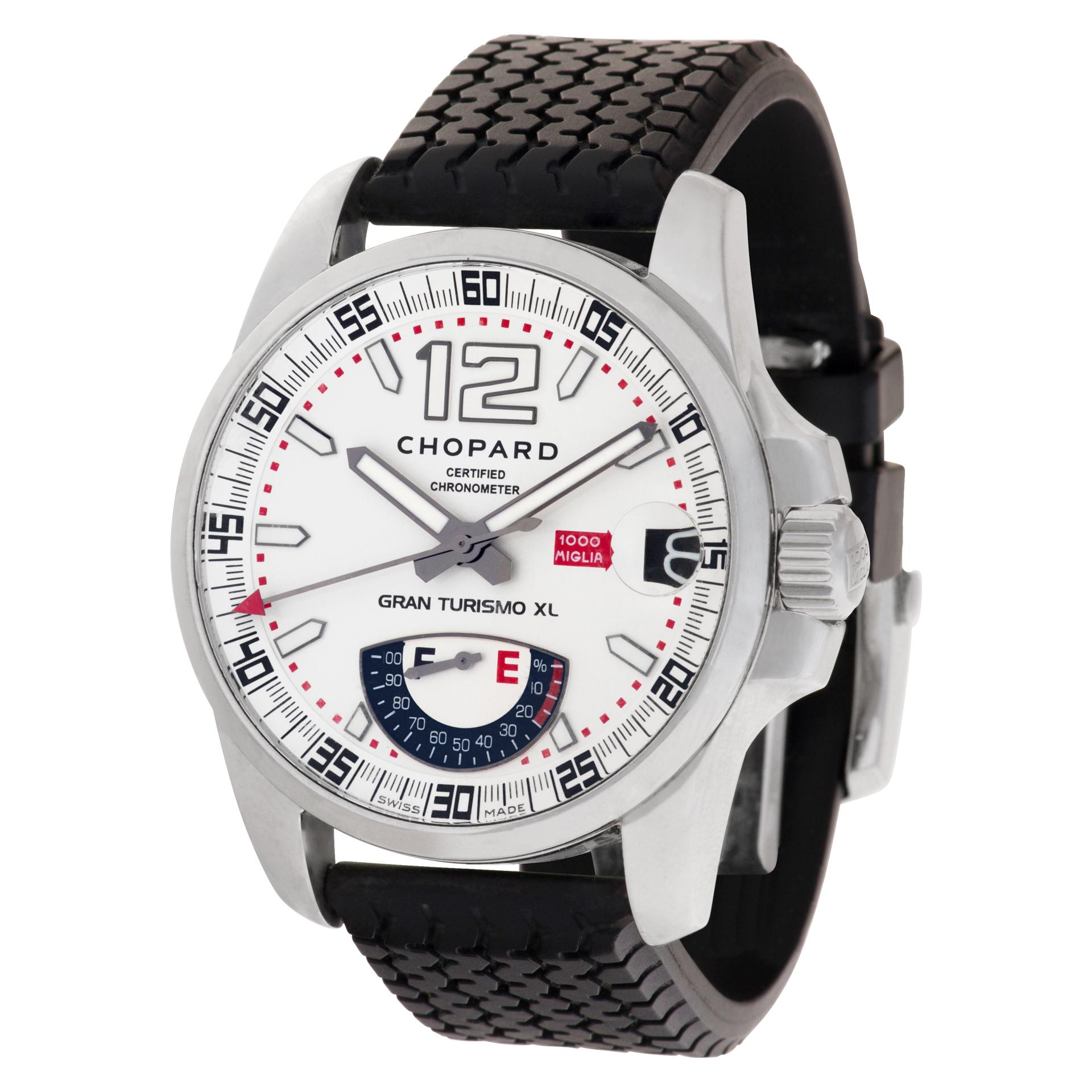 Chopard Mille Miglia in stainless steel on a rubber strap. Auto w/ sweep seconds, date and power reserve. 44 mm case size. Ref 8997. Circa 2010s. Fine Pre-owned Chopard Watch.   Certified preowned Classic Chopard Mille Miglia 8997 watch is made out