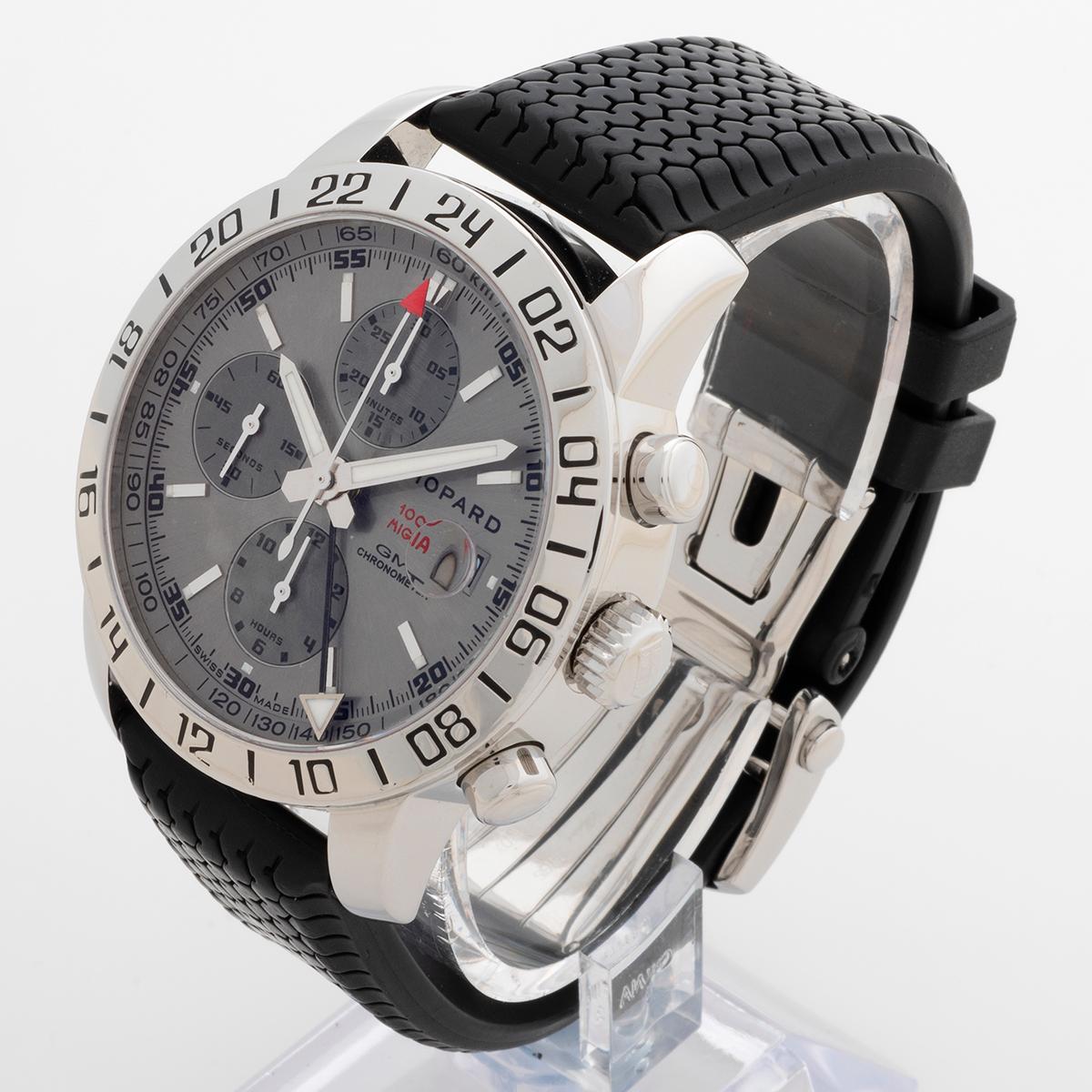 Chopard Mille Miglia Chronograph GMT Montre-bracelet Ref 168992. Gris Rhodium Cadran. Excellent état - En vente à Canterbury, GB
