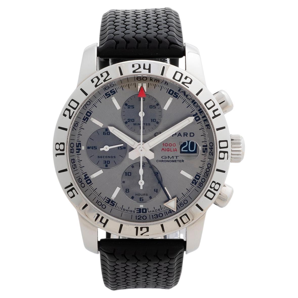 Chopard Mille Miglia Chronograph GMT Montre-bracelet Ref 168992. Gris Rhodium Cadran.