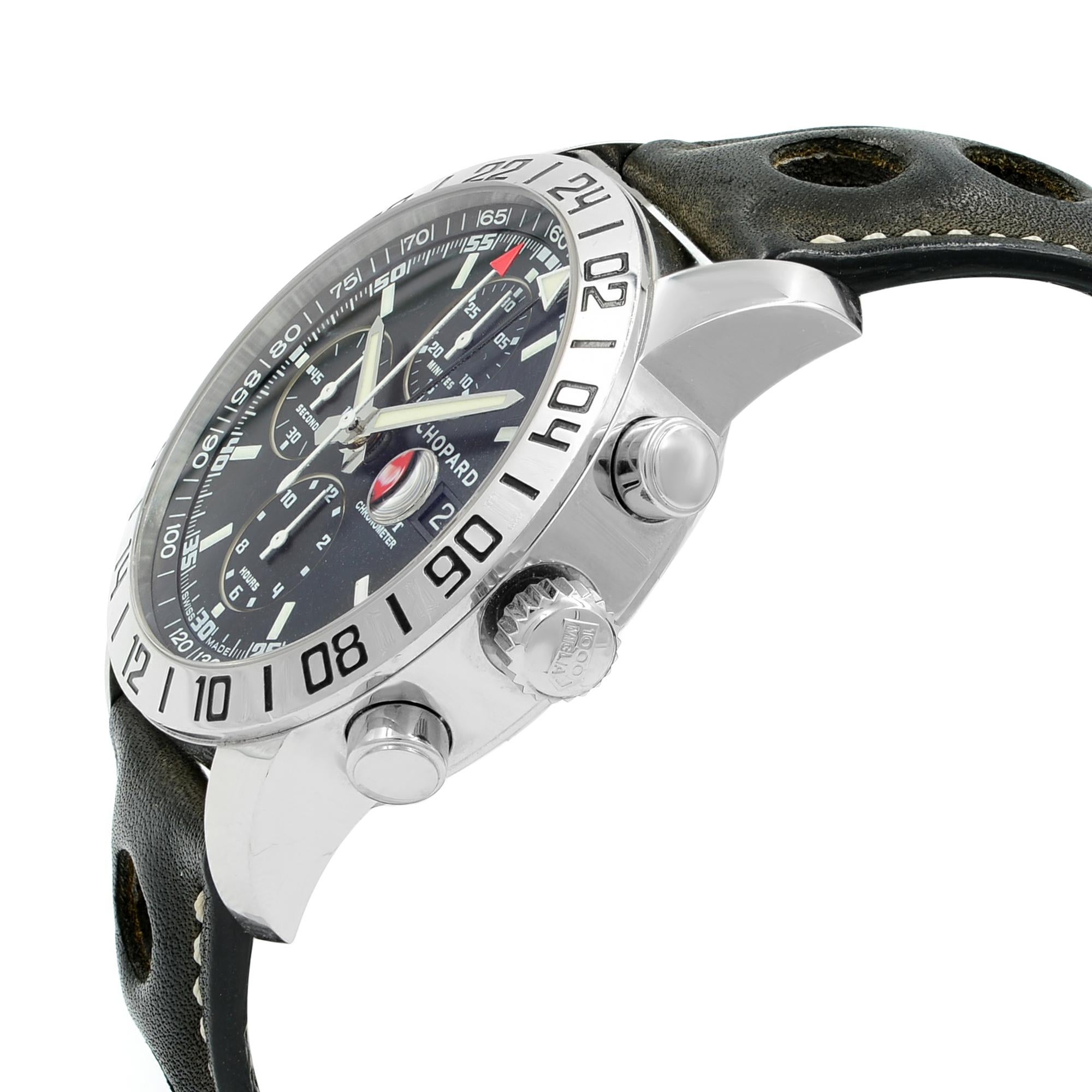 Chopard Mille Miglia GMT Steel Black Dial Automatic Men’s Watch 168992-3001 In Good Condition In New York, NY