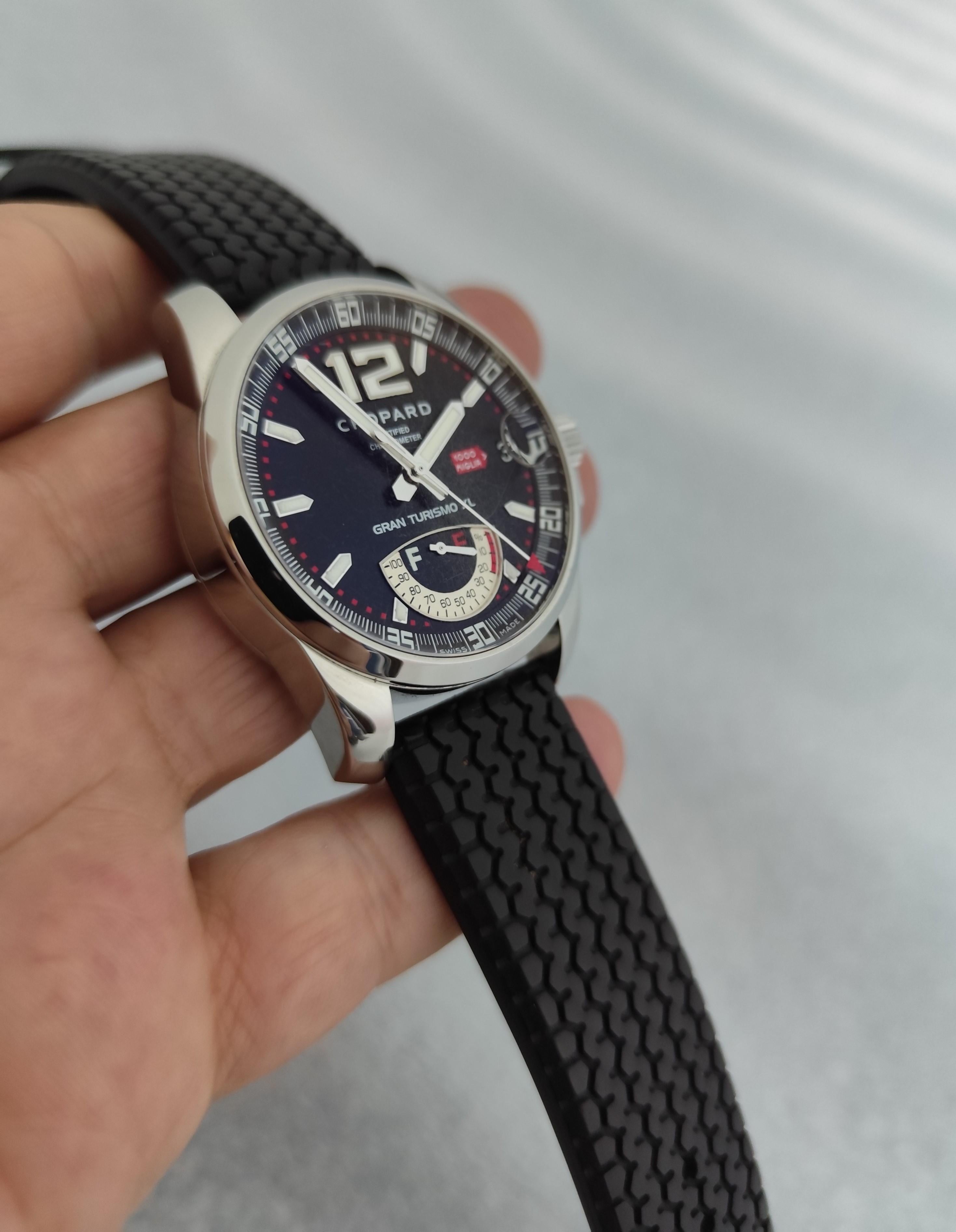 Chopard Mille Miglia Gran Turismo XL Power Reserve 8997 Schwarzes Reifenarmband Uhr im Angebot 8