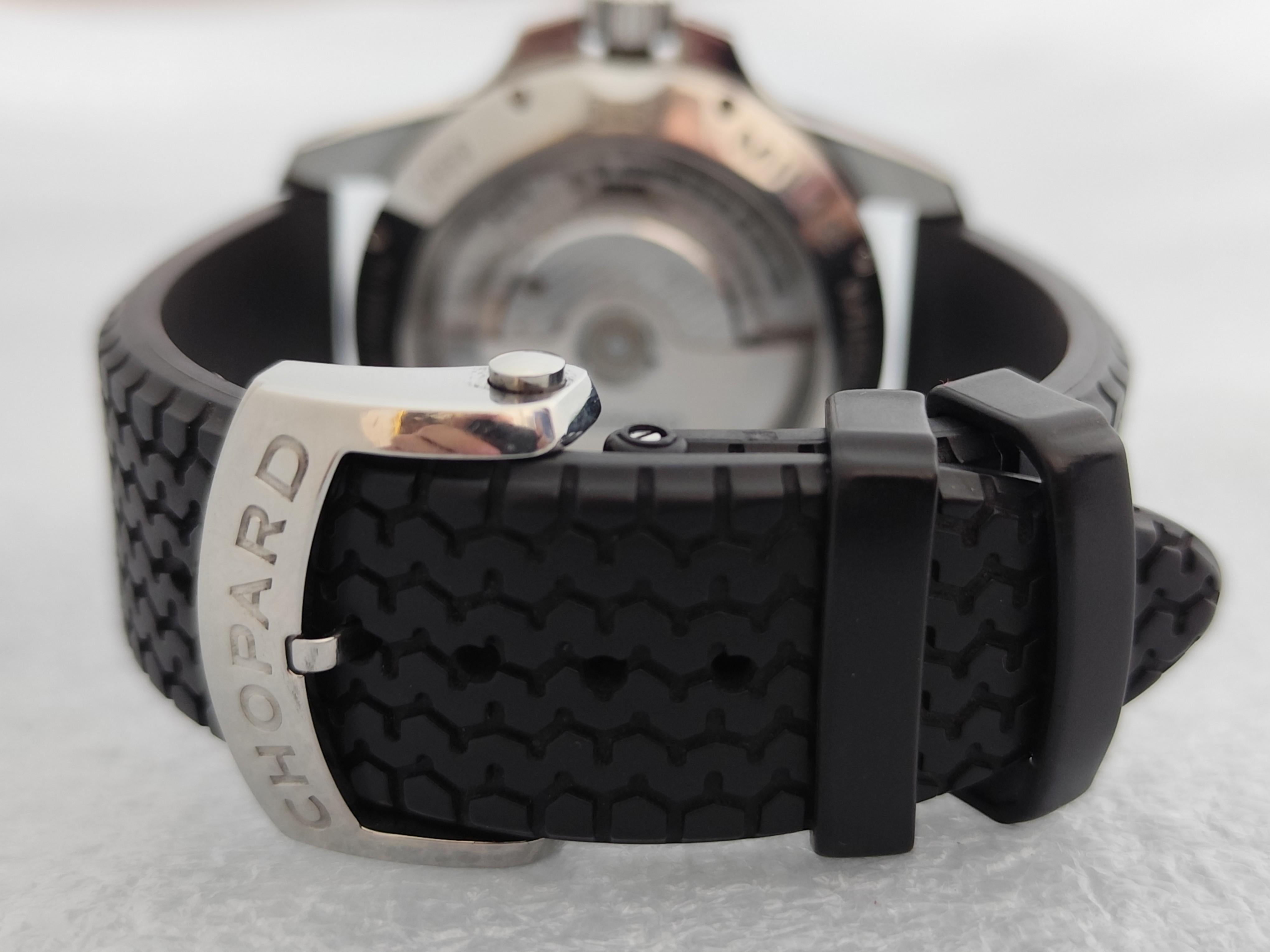 Chopard Mille Miglia Gran Turismo XL Power Reserve 8997 Schwarzes Reifenarmband Uhr im Angebot 11