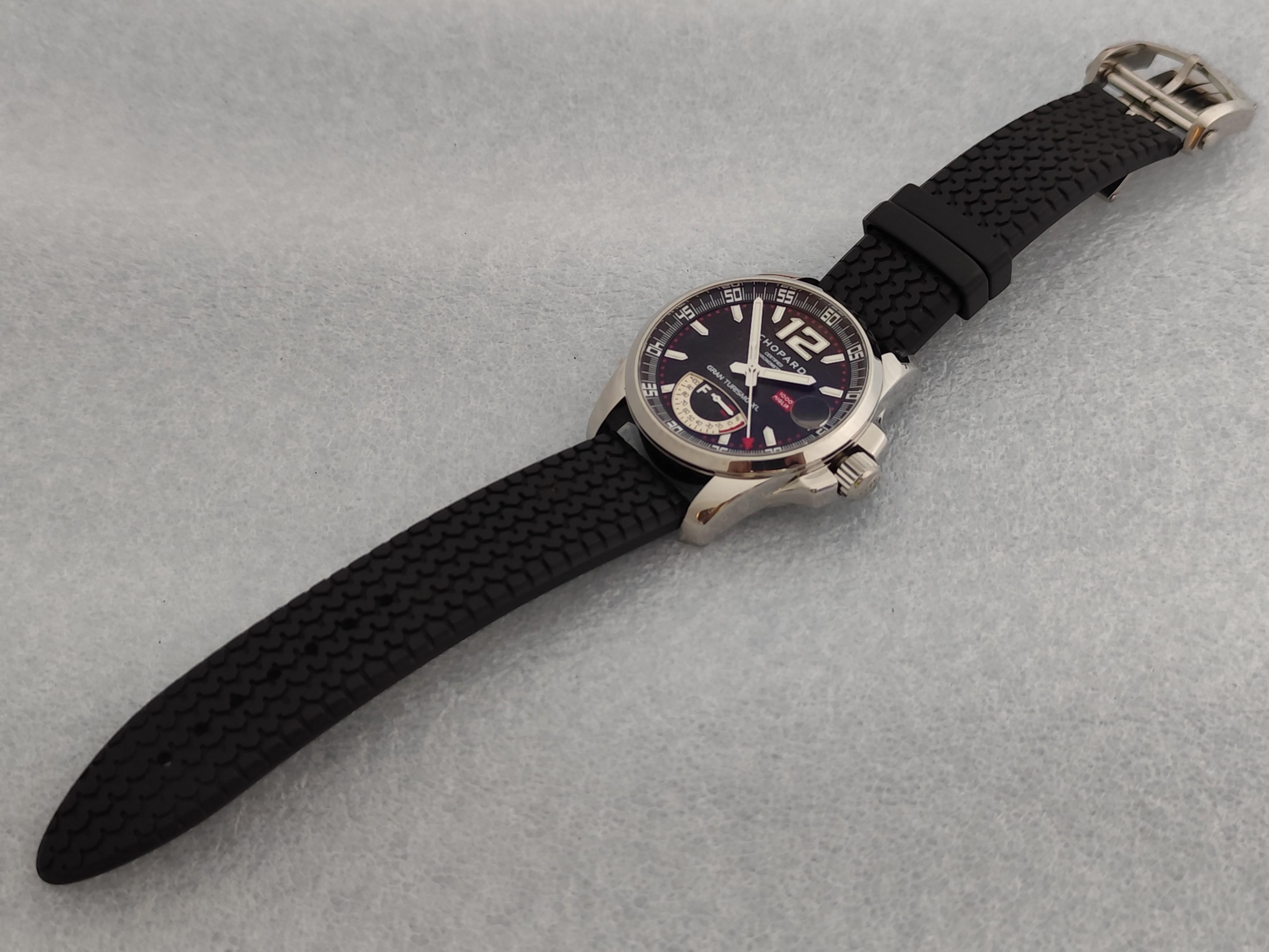 Chopard Mille Miglia Gran Turismo XL Power Reserve 8997 Schwarzes Reifenarmband Uhr Herren im Angebot