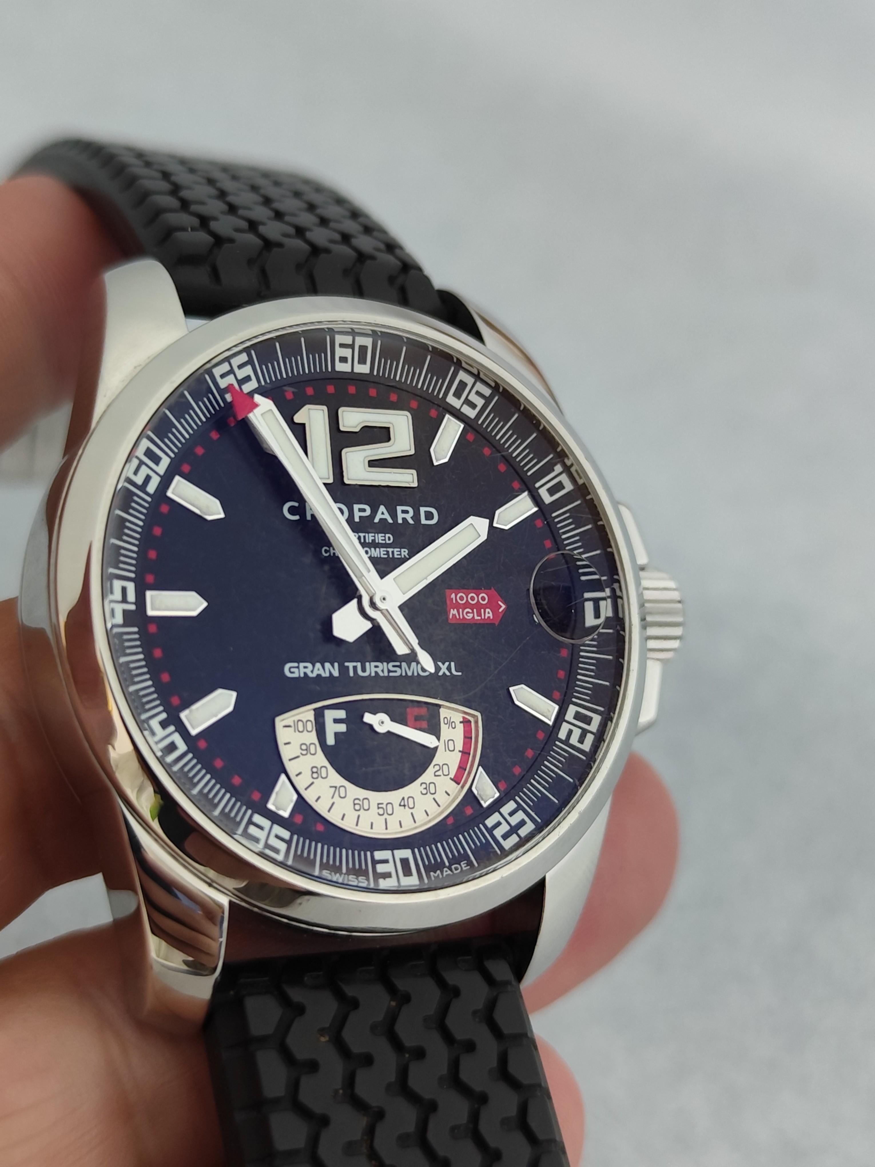 Chopard Mille Miglia Gran Turismo XL Power Reserve 8997 Schwarzes Reifenarmband Uhr im Angebot 2