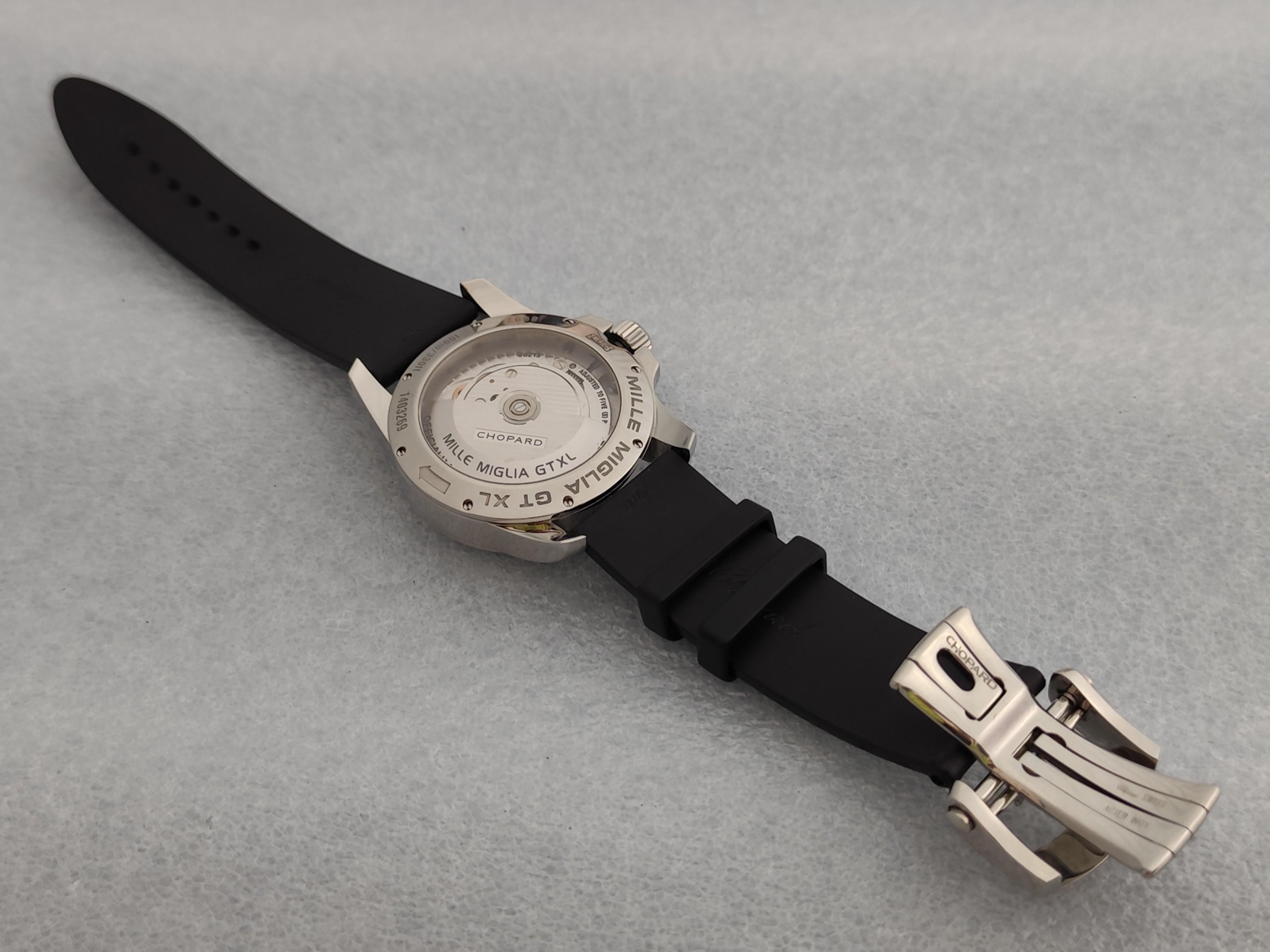 Chopard Mille Miglia Gran Turismo XL Power Reserve 8997 Schwarzes Reifenarmband Uhr im Angebot 4