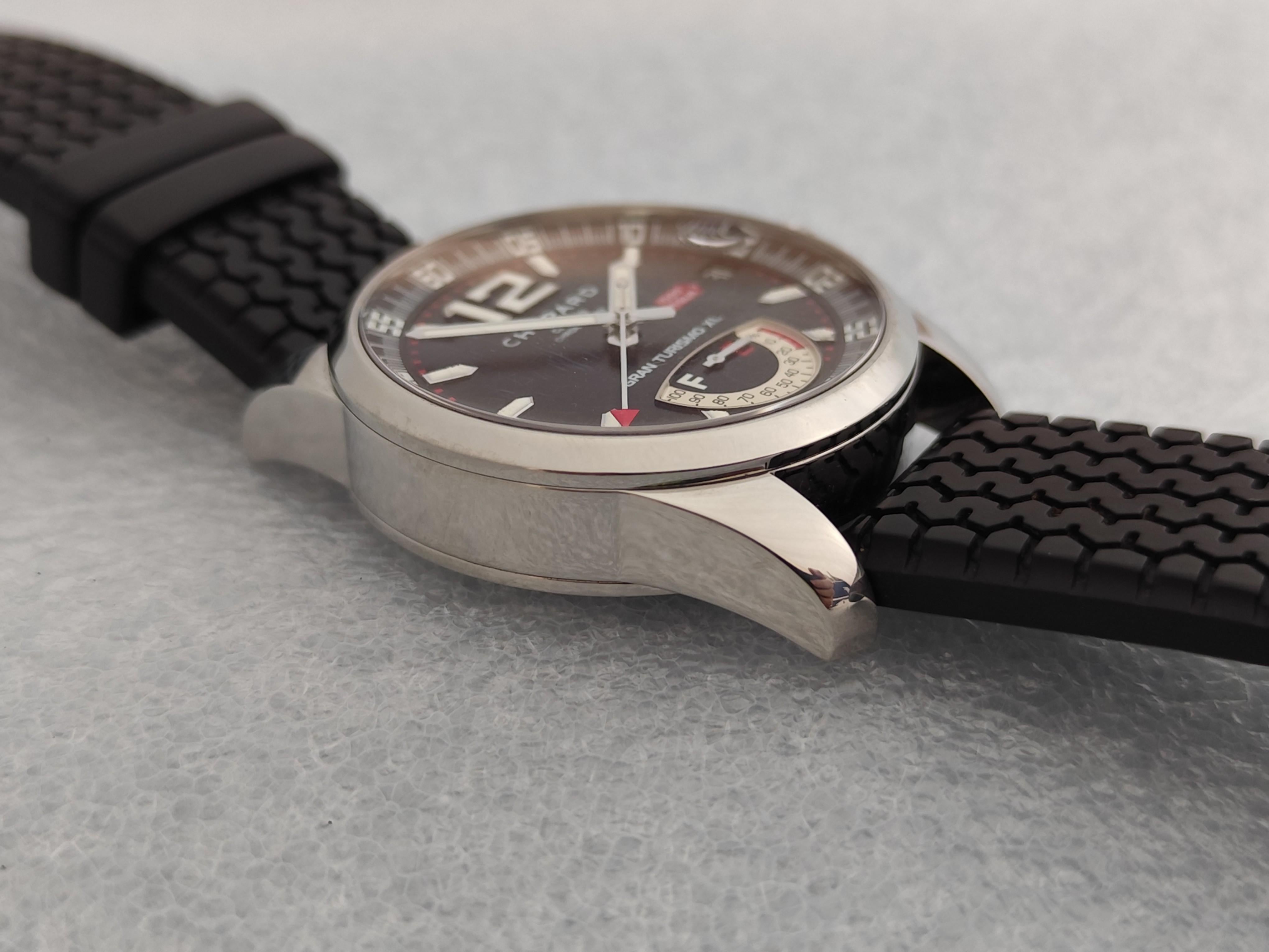 Chopard Mille Miglia Gran Turismo XL Power Reserve 8997 Schwarzes Reifenarmband Uhr im Angebot 5