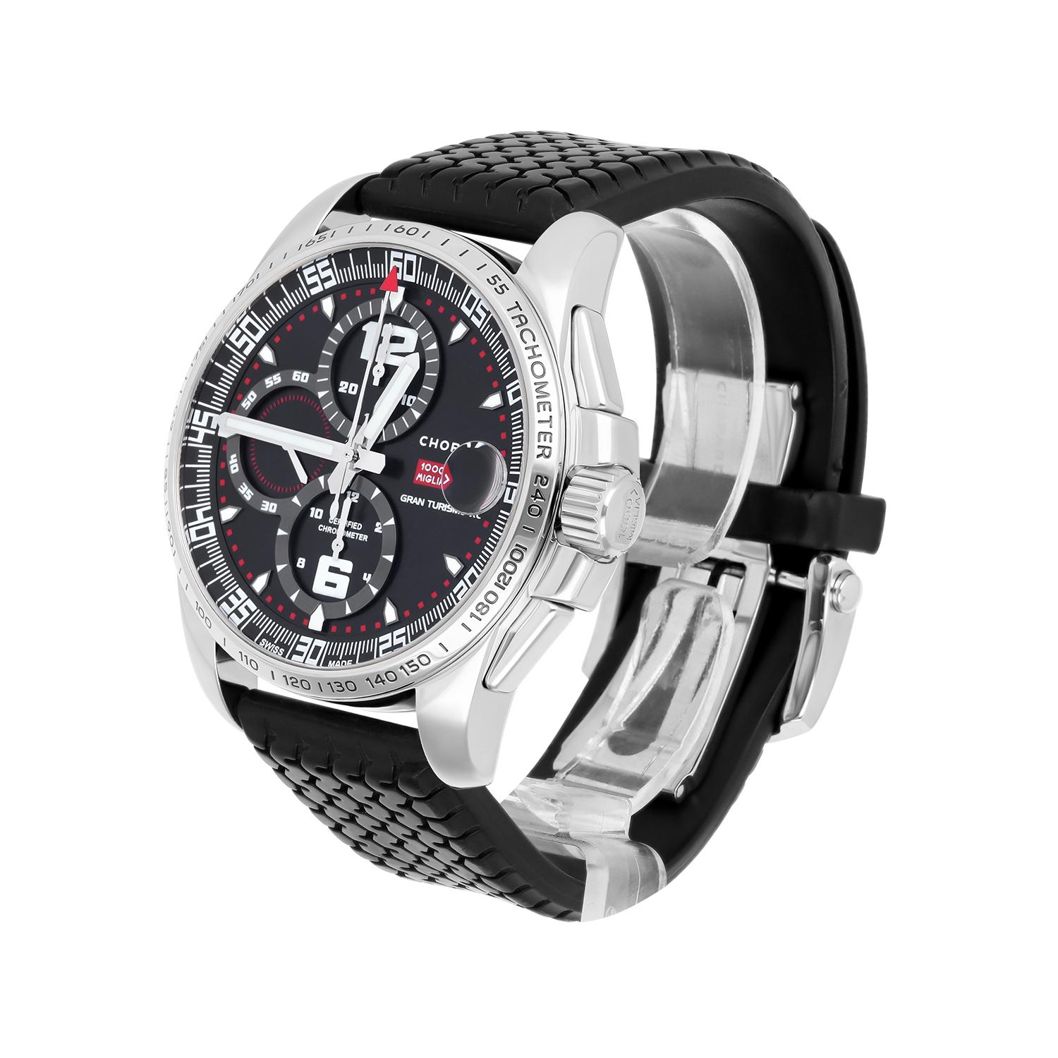 Chopard Mille Miglia GT XL Black Dial Chronograph Automatic Steel 44MM 16/8459 In Excellent Condition In New York, NY