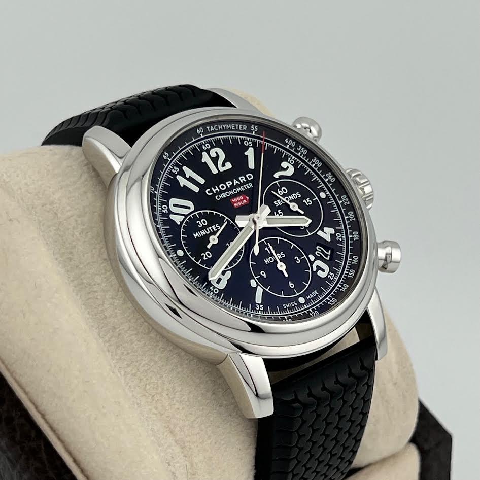 Chopard Milly Miglia Cronografo 168589 42mm Quadrante Nero Acciaio Inox In condizioni buone in vendita a San Diego, CA