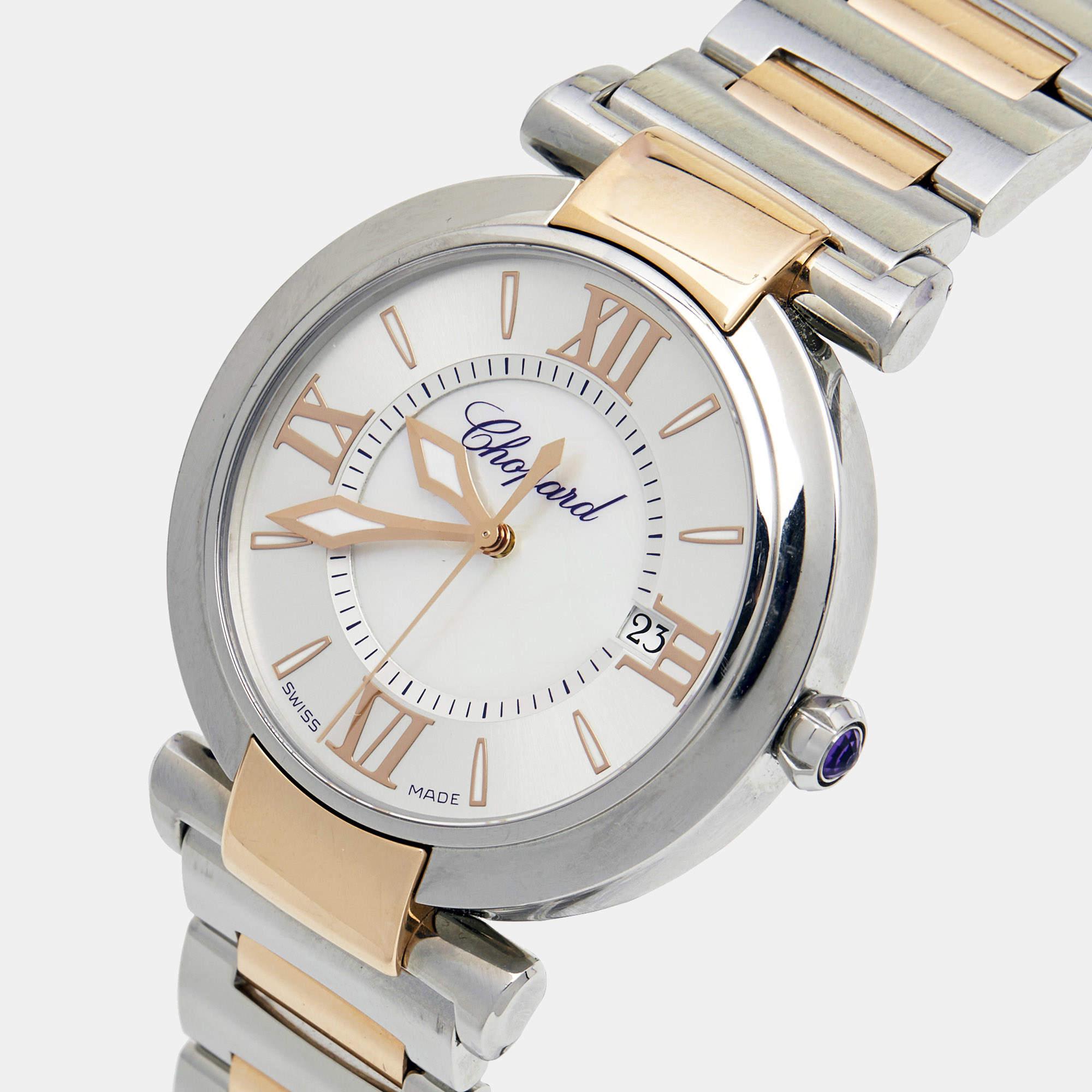 Chopard Mother of Pearl 18k Rose Gold Stainless Imperiale 388532-6002 36 mm In Excellent Condition In Dubai, Al Qouz 2