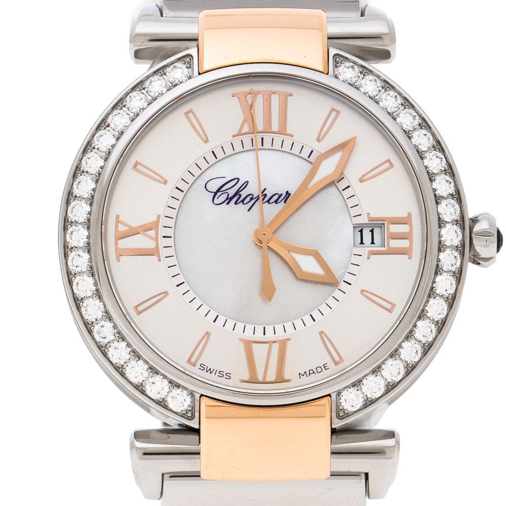 Chopard Mother of Pearl 18K Rose Gold Stainless Steel Women's Wristwatch 36 mm In Excellent Condition In Dubai, Al Qouz 2