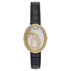 Chopard Perlmutt 18K Gelbgold Diamant Alligatorleder Happy Spirit W