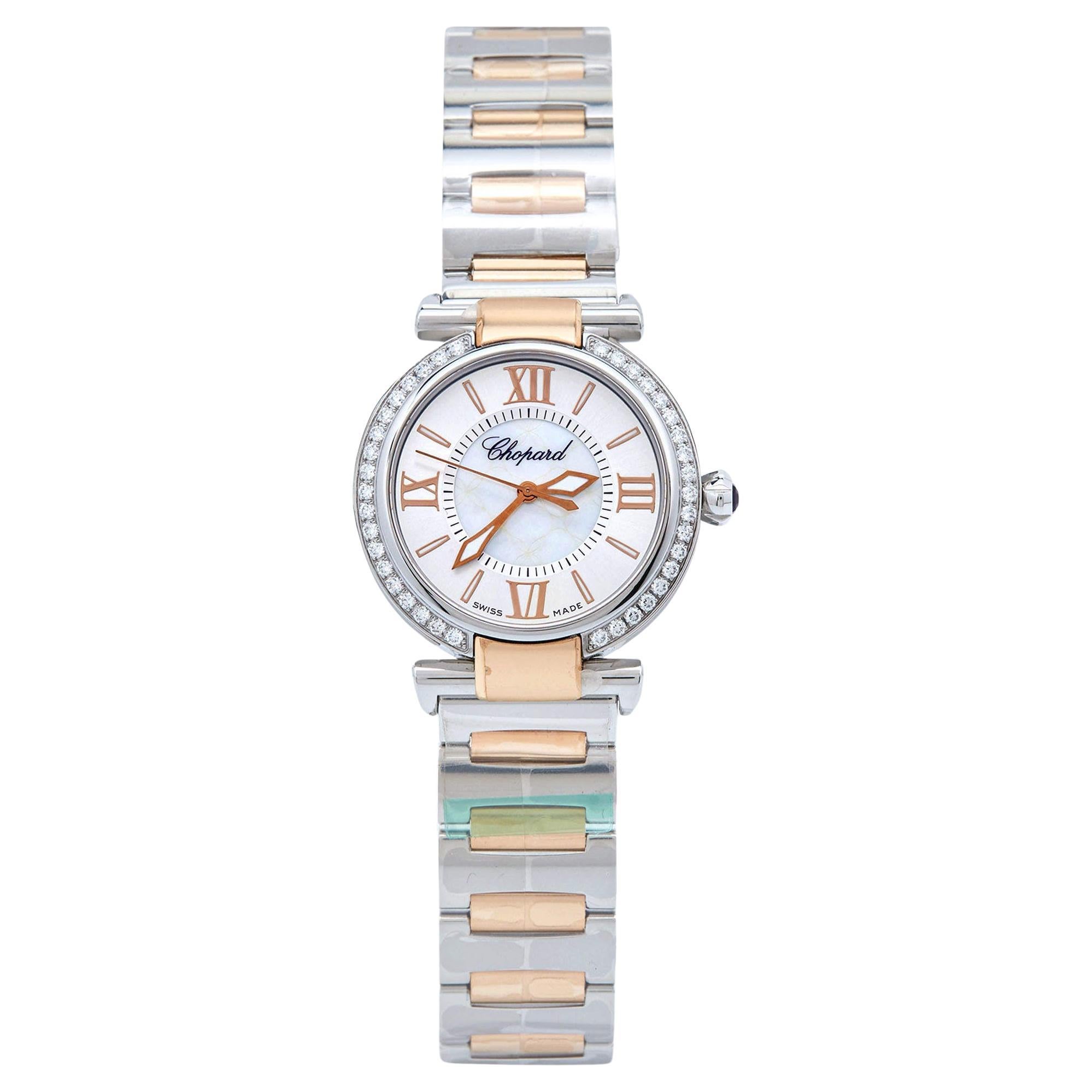 Chopard Mother Of Pearl Diamond 18K Rose Stainless Steel Imperiale 388563-6008 W For Sale