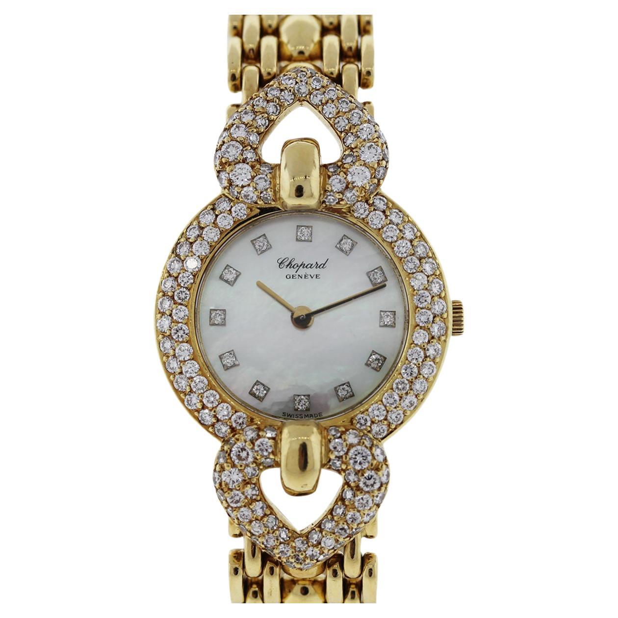 Chopard Mother of Pearl Diamond Dial 18 Karat Watch in Stock For Sale at  1stDibs | ساعة شوبارد فل دايموند, 1911 mother of pearl, chopard model