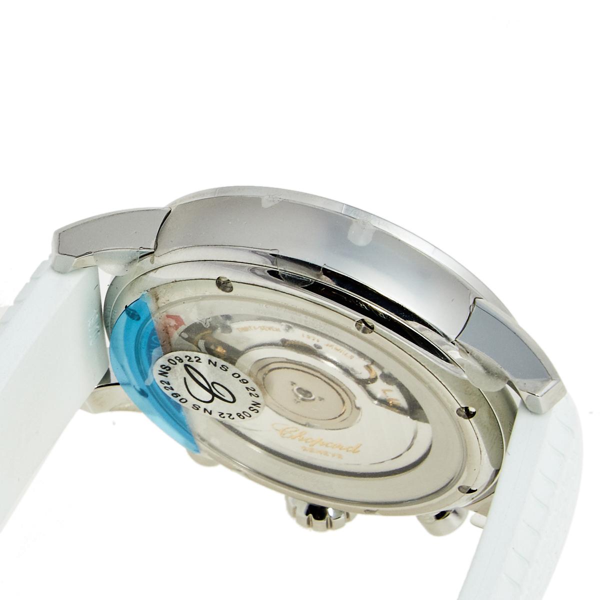 Chopard Mother of Pearl Stainless Steel Diamond Rubber Women's Wristwatch 39 mm 1