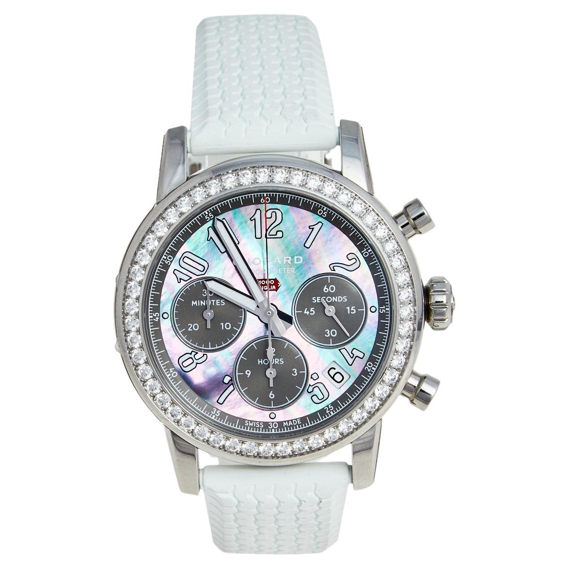 Chopard Mother of Pearl Stainless Steel Diamond Rubber Women's Wristwatch 39 mm