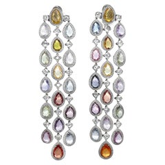 Chopard Multi Color Sapphire & Diamond Chandelier Earrings