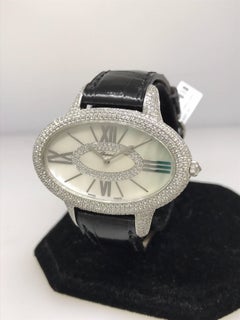 Chopard Oblong Boutique Edition Oval Classique Pave Diamond Leather Ladies Watch