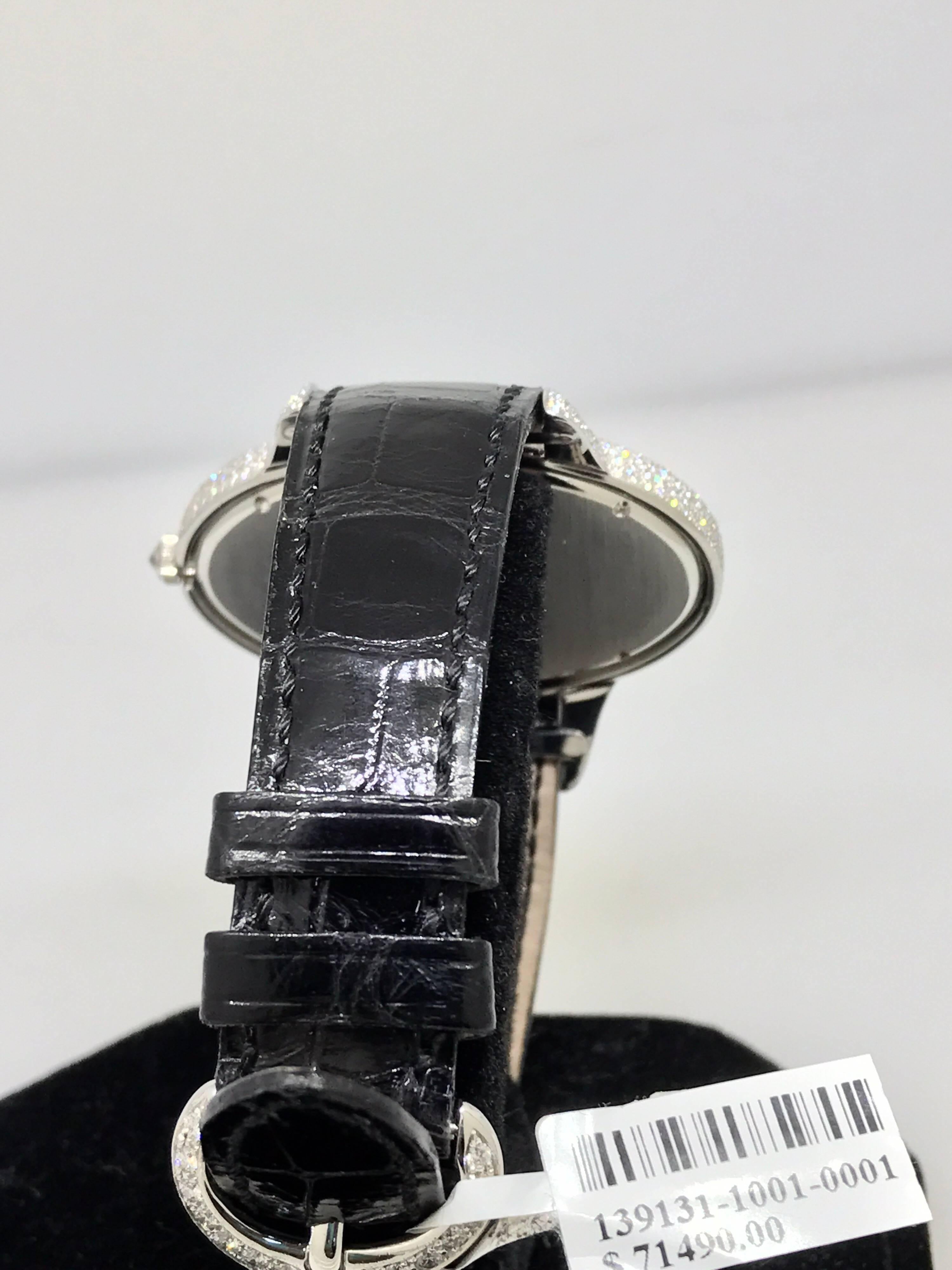 Chopard Oblong Boutique Edition Oval Classique Pave Diamond Leather Ladies Watch For Sale 1