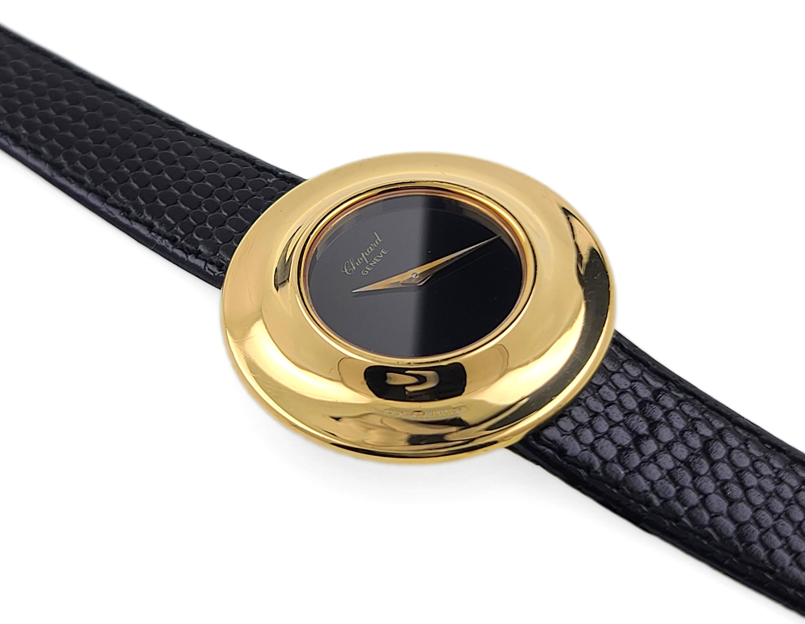 Chopard Onyx Dial 1970 Large 18k Yellow Gold Rare Flying Saucer Disco Volante Ju Excellent état à Neuilly-sur-Seine, IDF