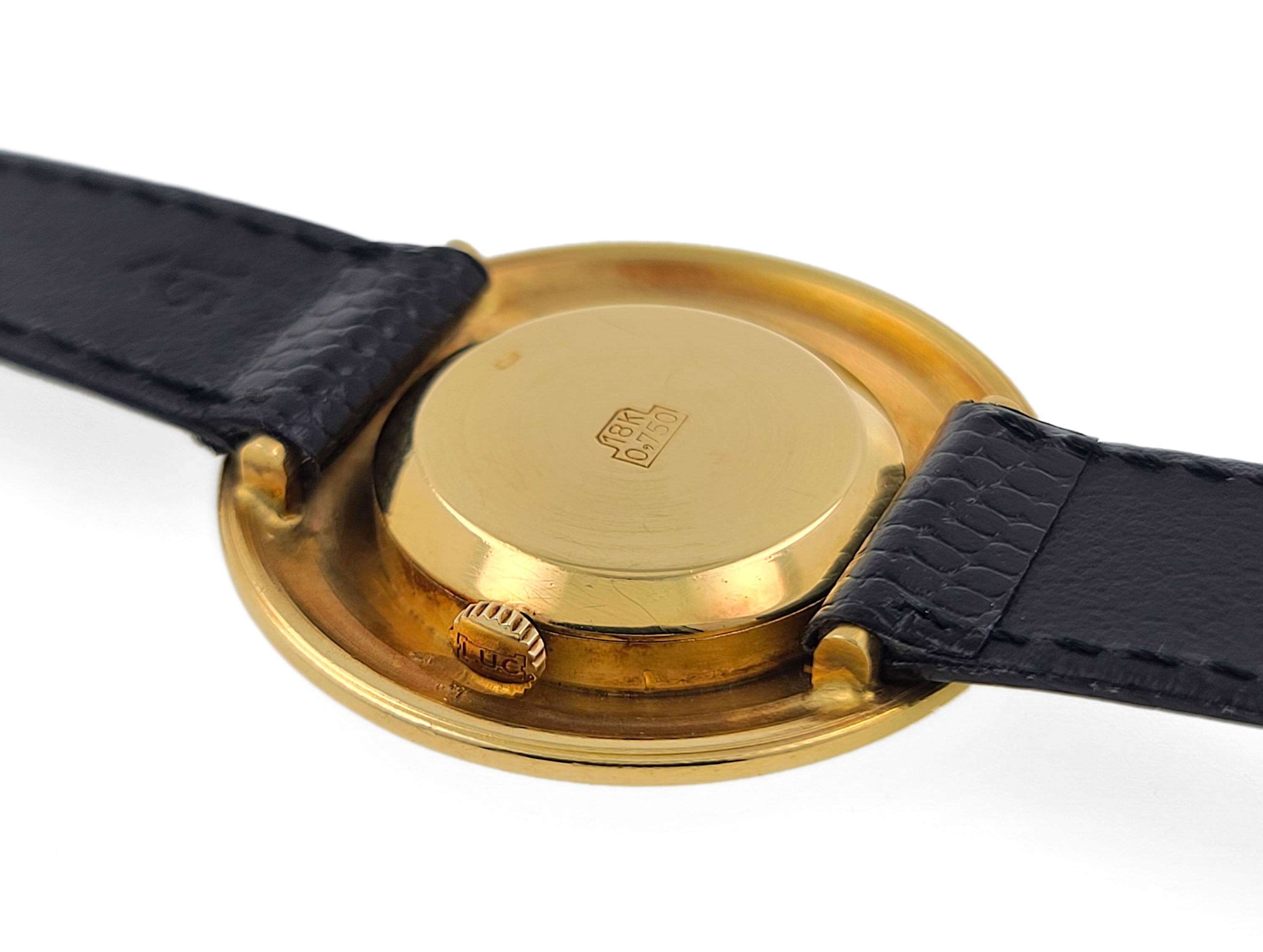 Women's Chopard Onyx Dial 1970 Large 18k Yellow Gold Rare Flying Saucer Disco Volante Ju