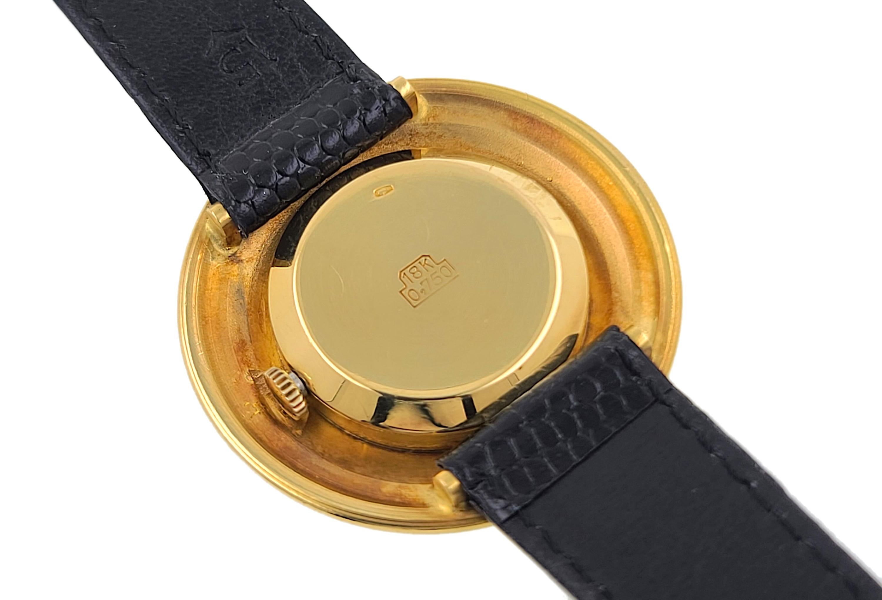 Chopard Onyx Dial 1970 Large 18k Yellow Gold Rare Flying Saucer Disco Volante Ju 3