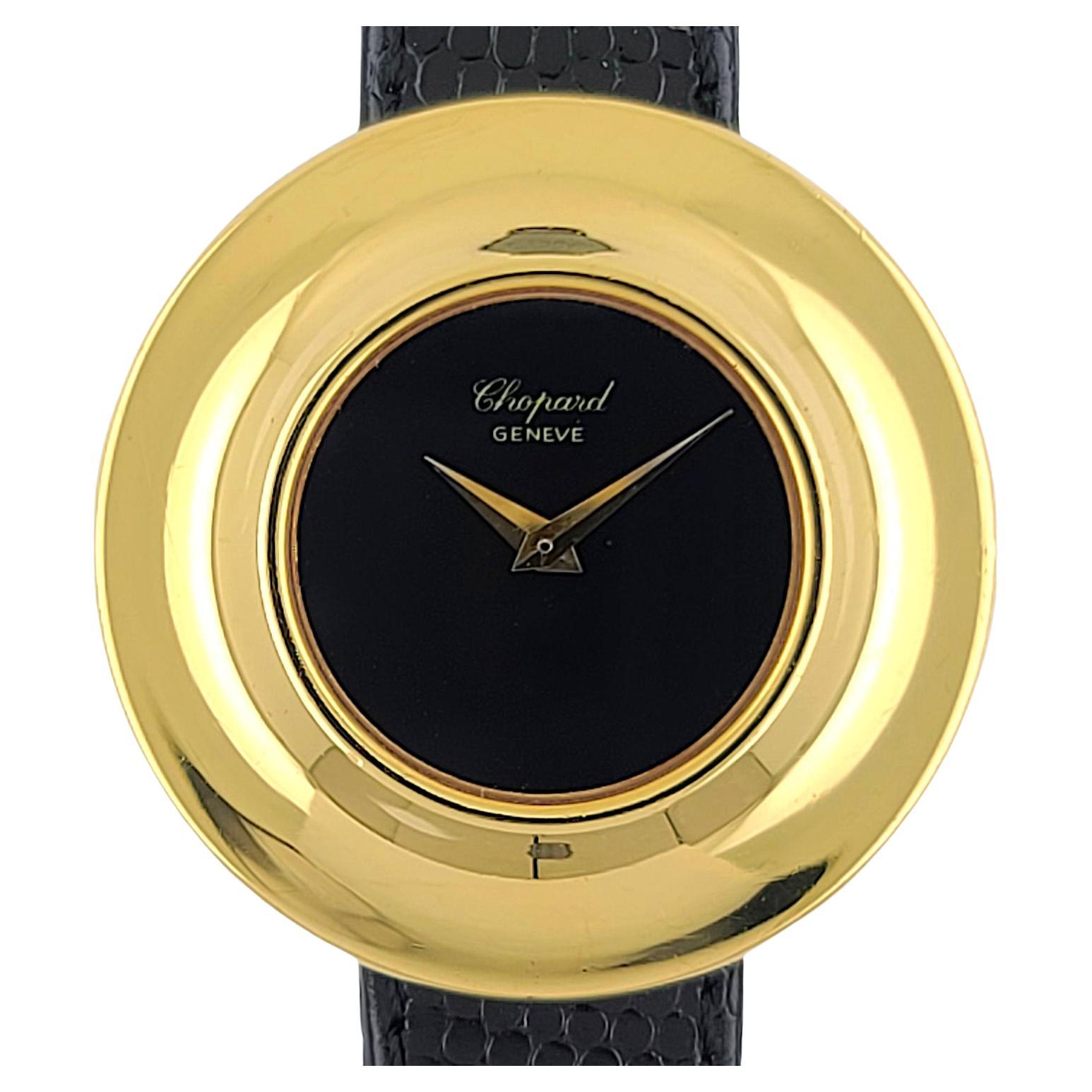 Chopard Onyx Dial 1970 Large 18k Yellow Gold Rare Flying Saucer Disco Volante Ju