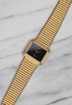 Chopard Onyx Laykin & Co Stamped Watch in 18K Yellow Gold, 1970s