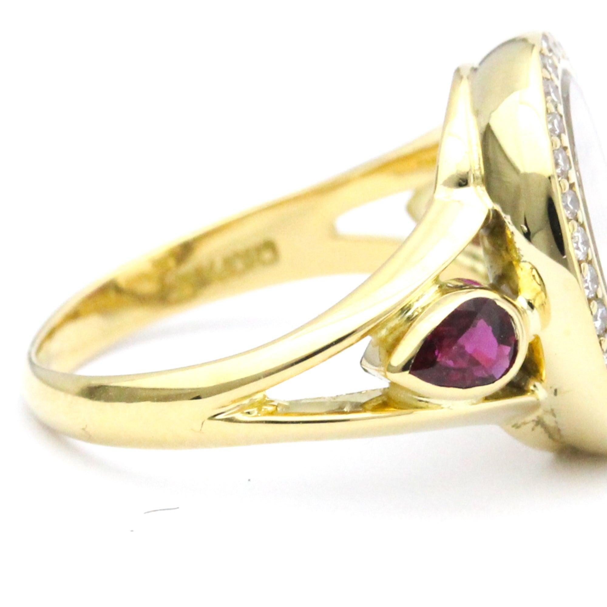 Chopard Oval Diamond, Ruby Band Ring in 18K Yellow Gold In Excellent Condition In London, GB