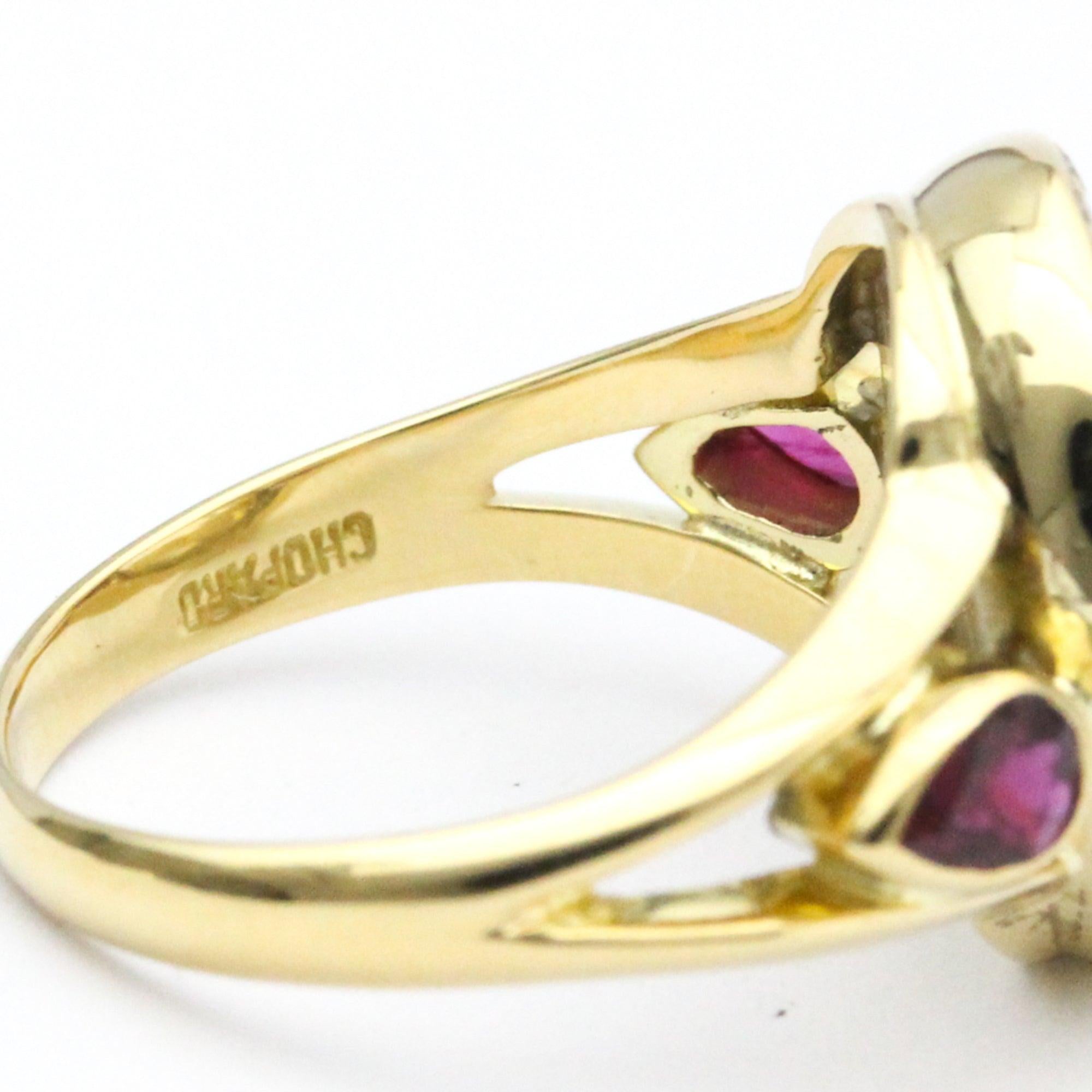 Chopard Oval Diamond, Ruby Band Ring in 18K Yellow Gold 3