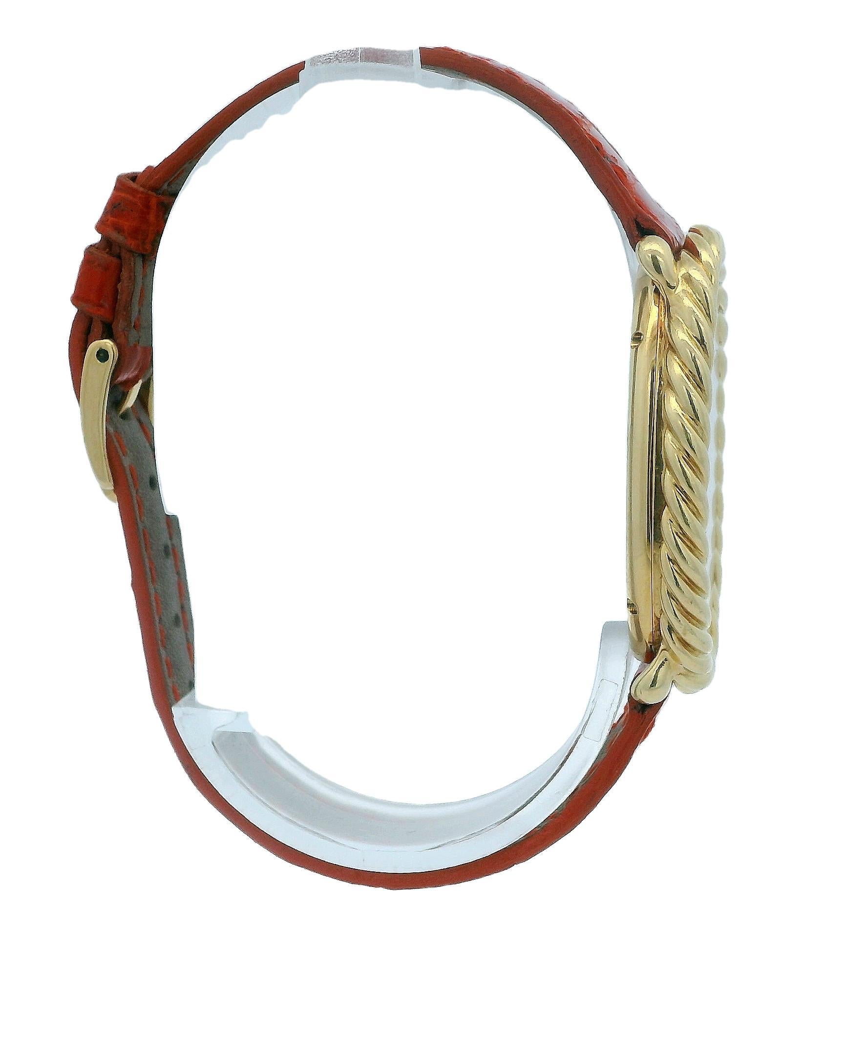 Donna Chopard Cassa ovale scanalata Quadrante arancione e Cinturino personalizzato in vendita