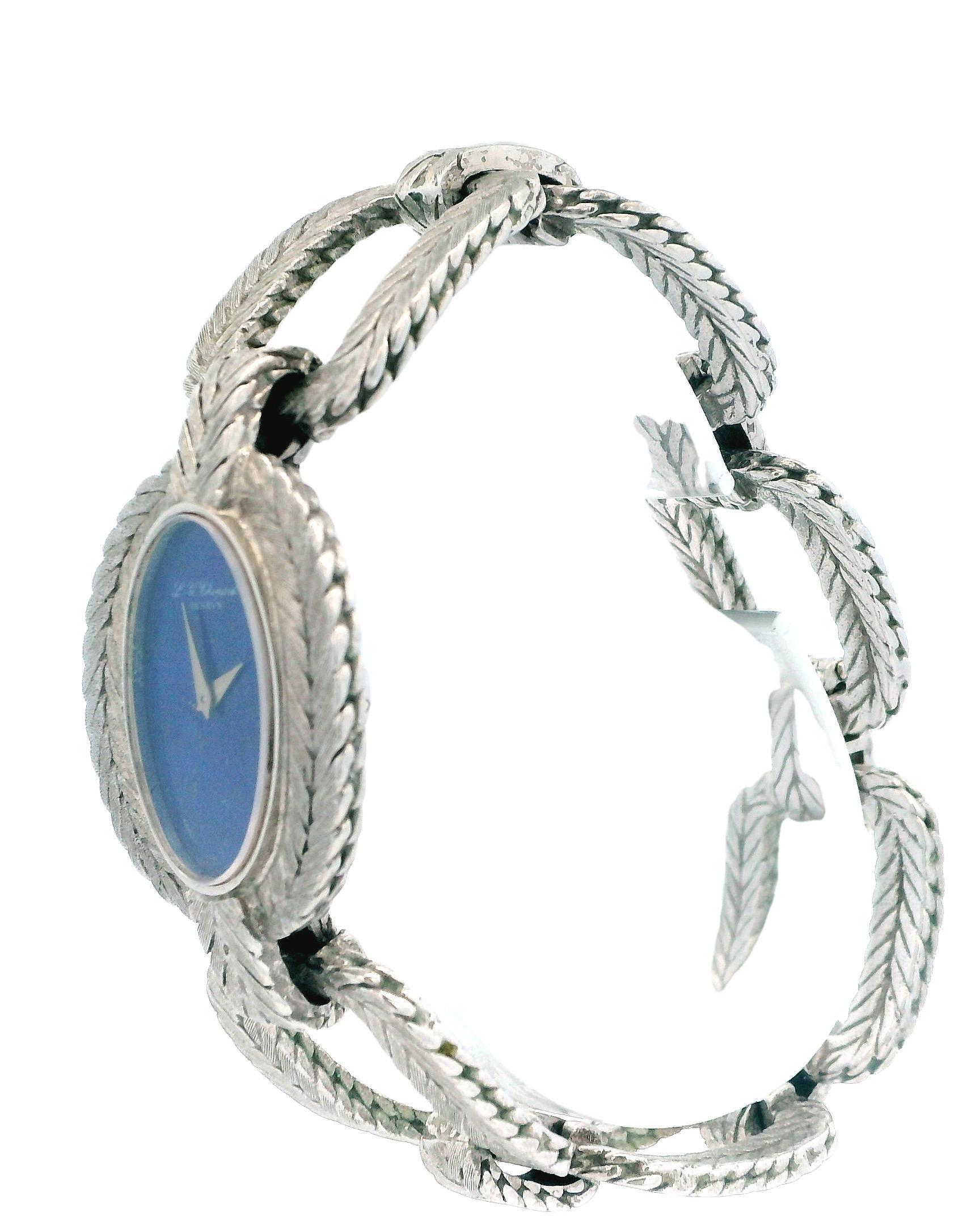 chopard oval lapis zifferblatt cush shp herringbone link brac 18kw im Angebot 2