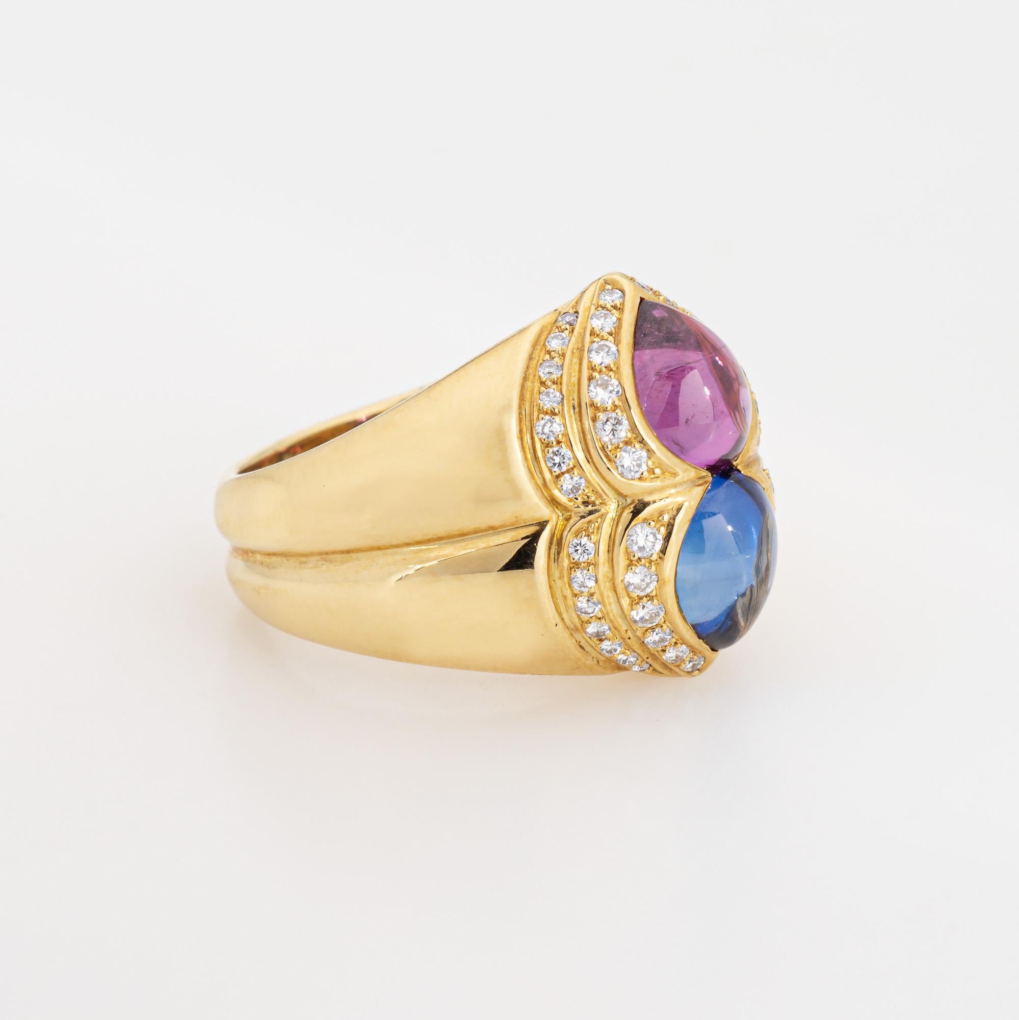Modern Chopard Pink Blue Sapphire Ring Diamond Estate 18k Yellow Gold Sz 6 Band Signed For Sale