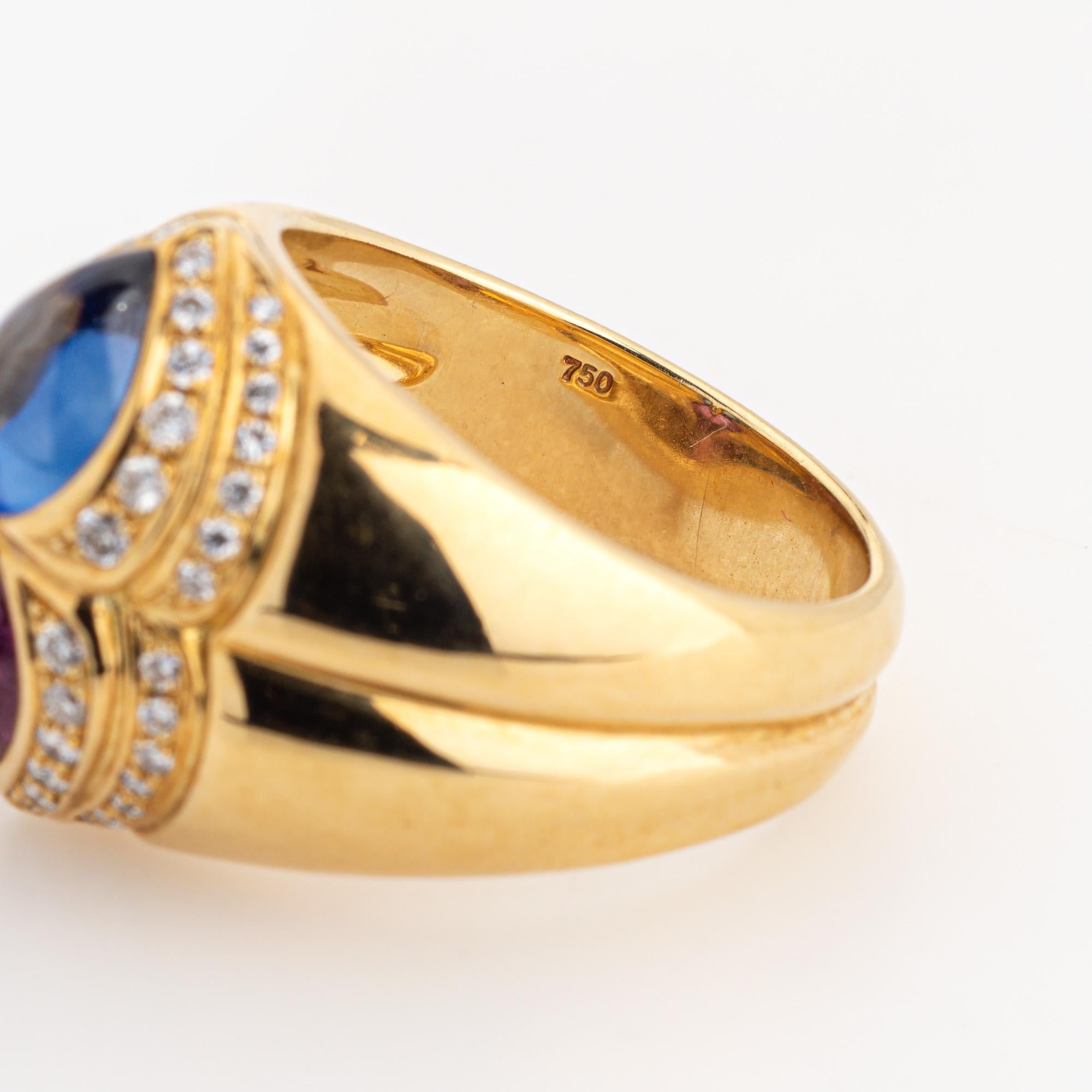 Chopard Pink Blue Sapphire Ring Diamond Estate 18k Yellow Gold Sz 6 Band Signed For Sale 1