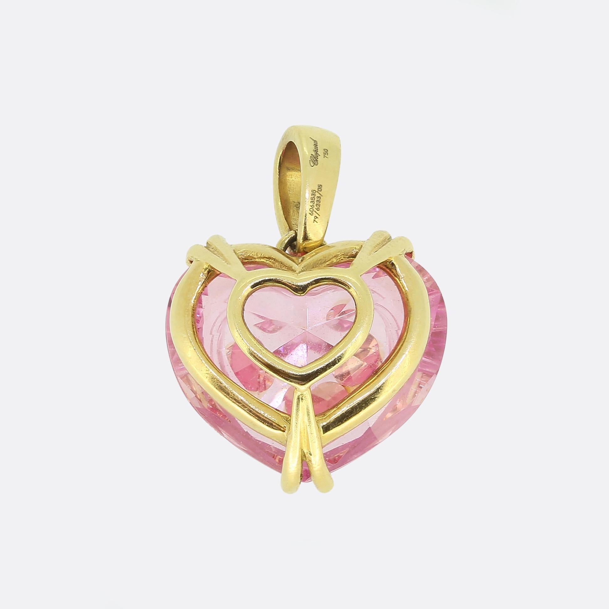 Heart Cut Chopard Pink Crystal Happy Hearts Diamond Pendant