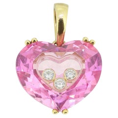 Chopard Pink Crystal Happy Hearts Diamond Pendant