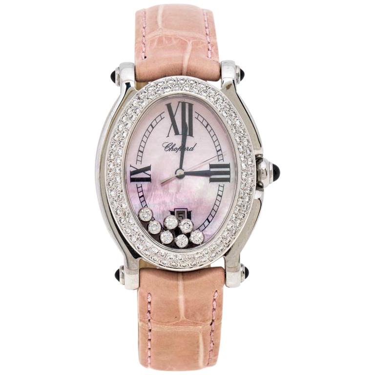 Chopard Pink Mother of Pearl Stainless Steel Diamonds Women's ...