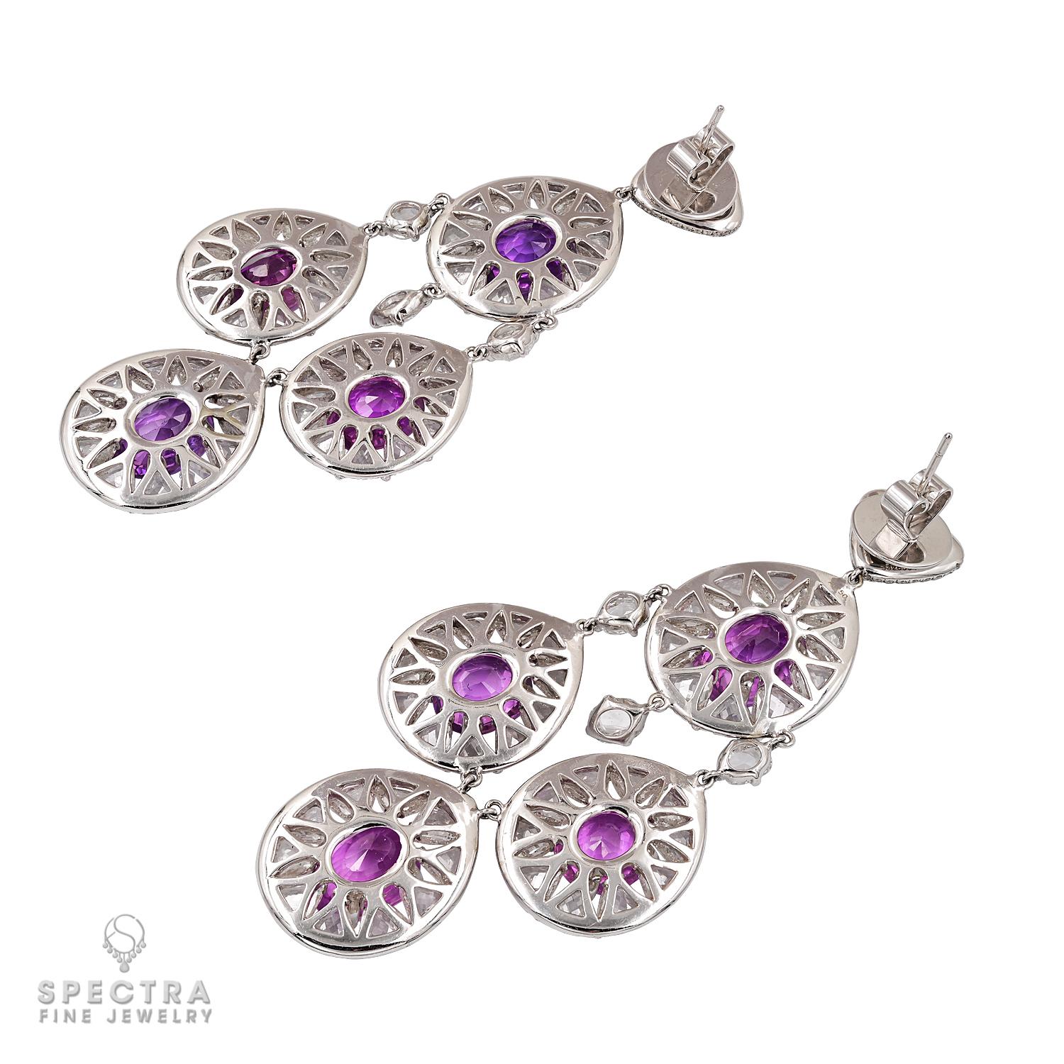 Contemporain Boucles d'oreilles chandelier Chopard Ceylan saphir rose saphir diamant certifié GRS en vente