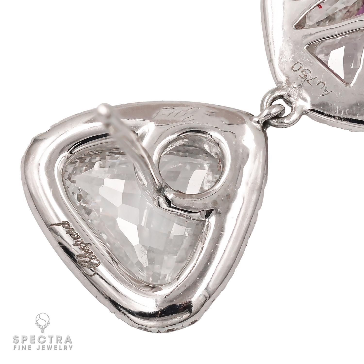 Taille ovale Boucles d'oreilles chandelier Chopard Ceylan saphir rose saphir diamant certifié GRS en vente