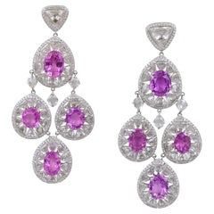 Boucles d'oreilles chandelier Chopard Ceylan saphir rose saphir diamant certifié GRS