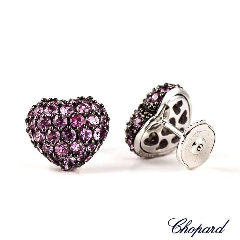 Chopard Pink Sapphire Heart Earrings 2.47 Carat In Excellent Condition In London, GB