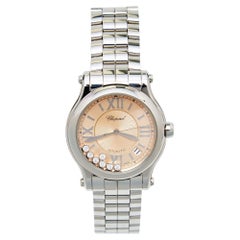 Chopard Rosa Edelstahl-Diamant- Happy Sport Damenarmbanduhr 36 mm