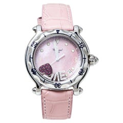 Chopard Pink Stainless Steel Diamonds Love Happy Sport Women's Wristwatch 38 MM