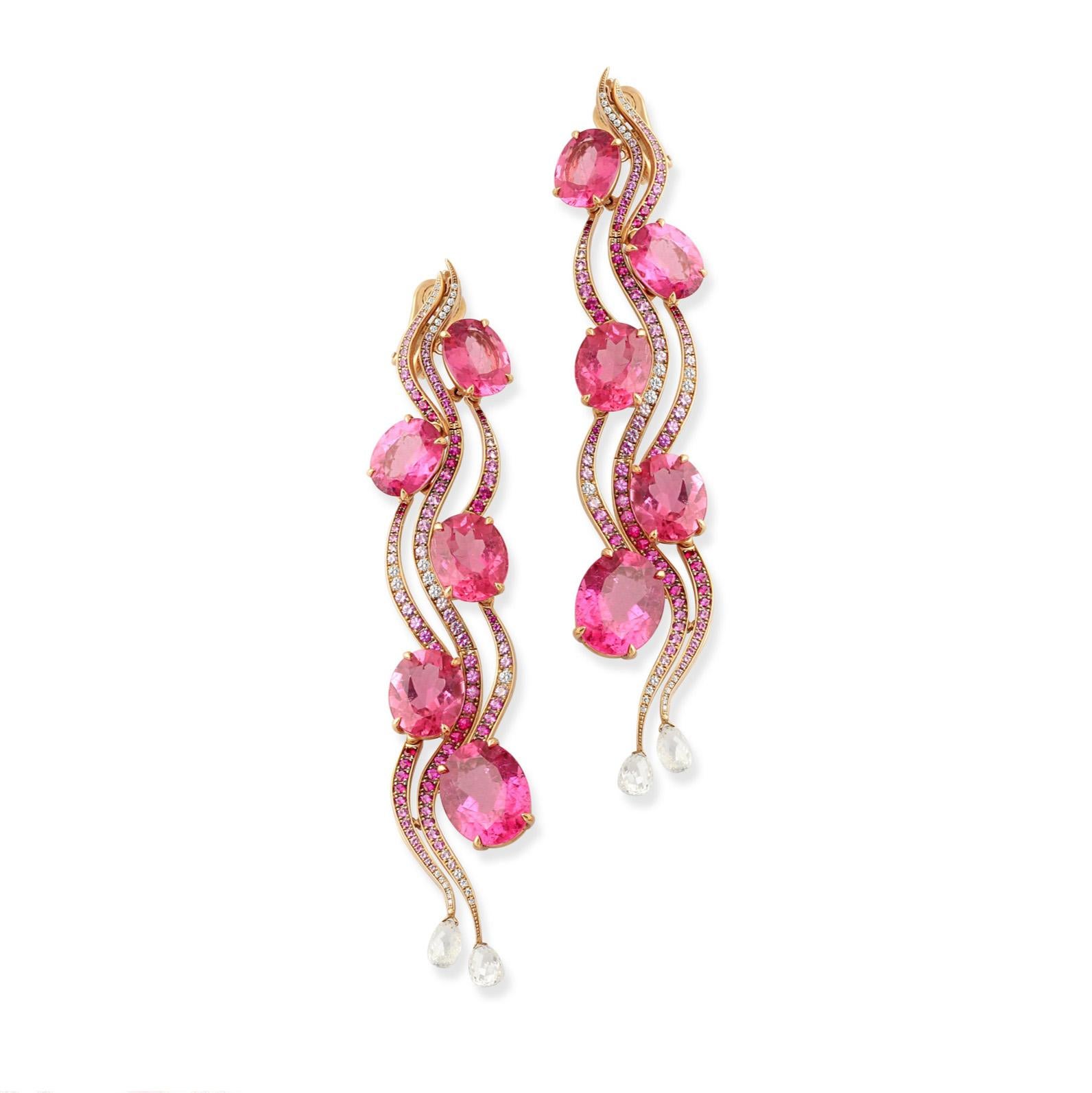 Round Cut Chopard Pink Tourmaline Earrings  For Sale