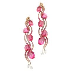 Vintage Chopard Pink Tourmaline Earrings 