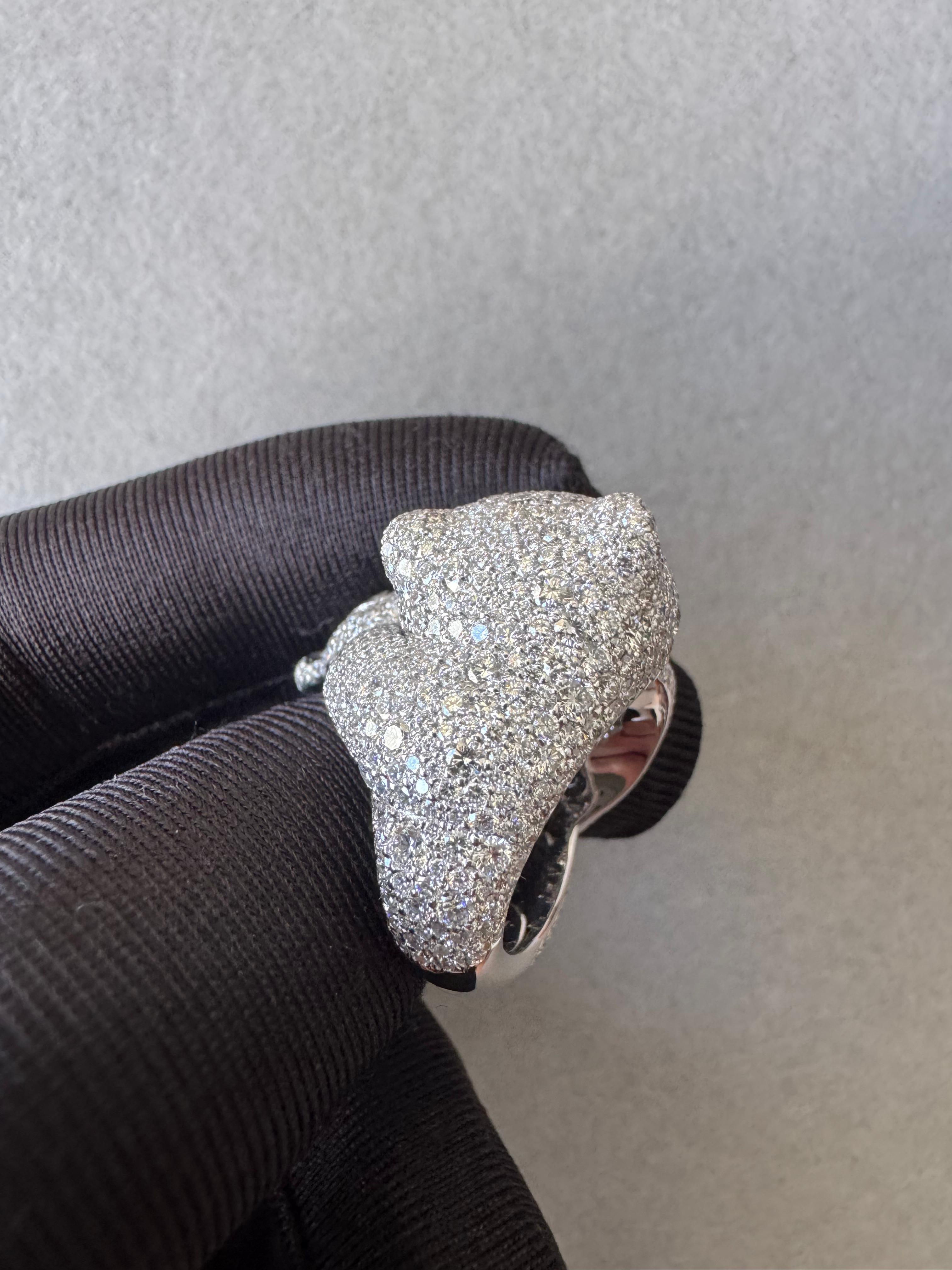 Chopard Polar Bears Diamond Pave Set Blue Sapphire Black Onyx White Gold Ring 9