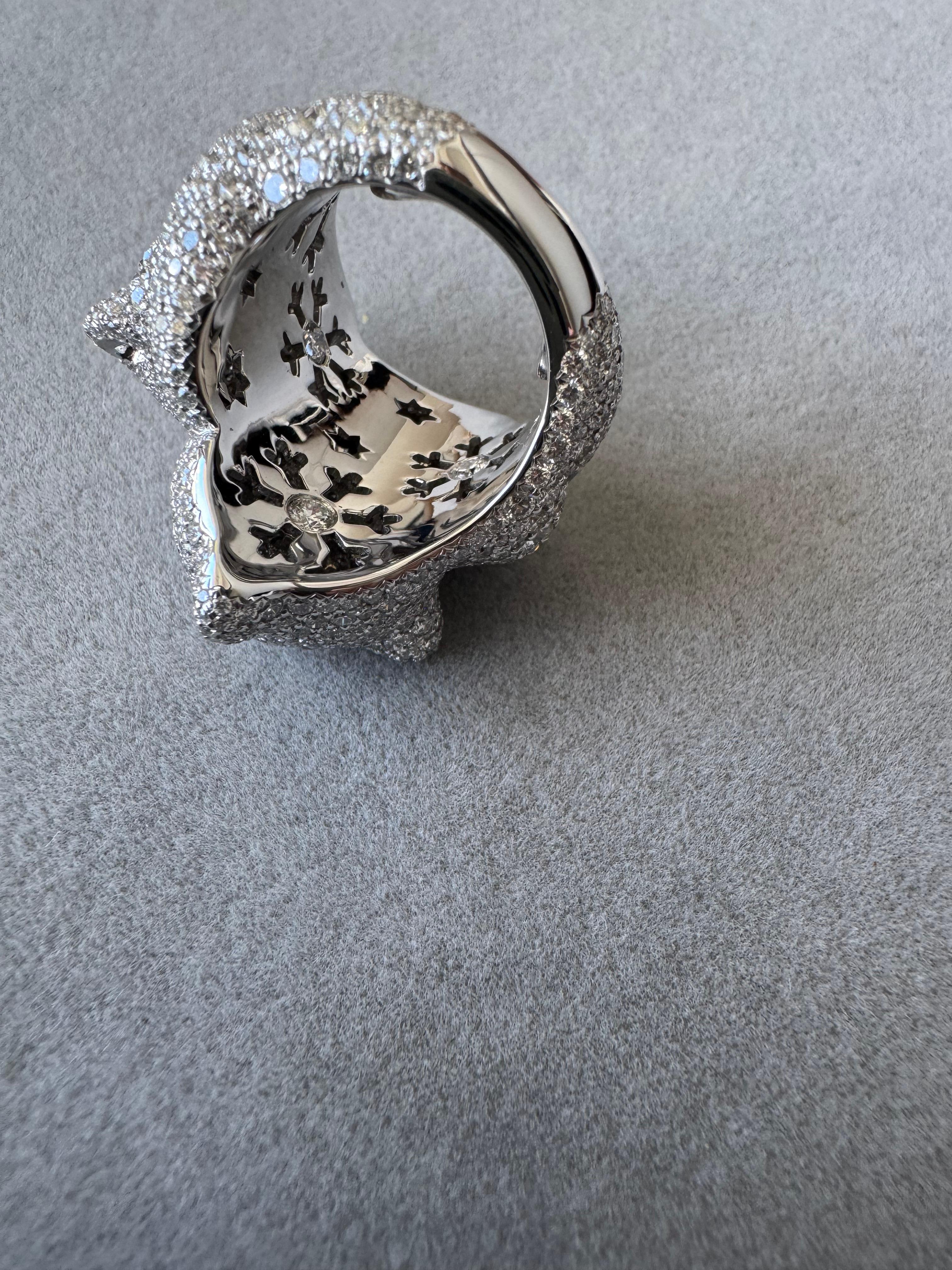 Chopard Polar Bears Diamond Pave Set Blue Sapphire Black Onyx White Gold Ring 13