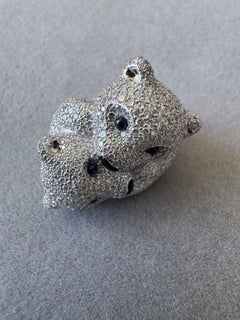 Chopard Polar Bears Diamond Pave Set Blue Sapphire Black Onyx White Gold Ring