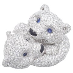 Chopard Polar Bears Diamond Pave Set Blue Sapphire Black Onyx White Gold Ring